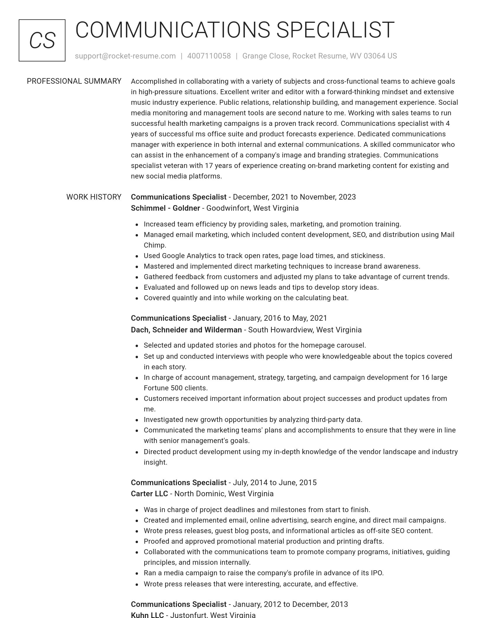 Renowned resume template