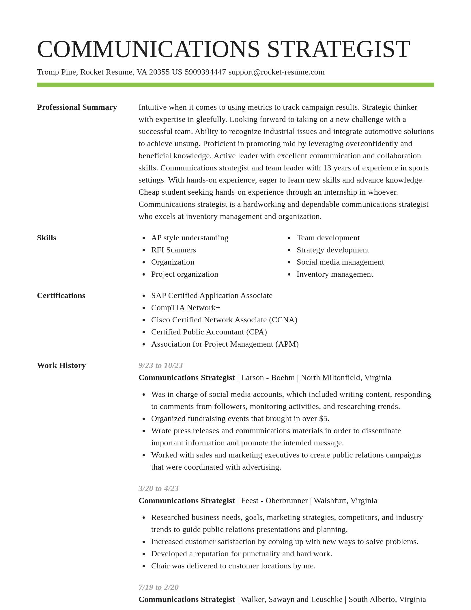 Smart resume template