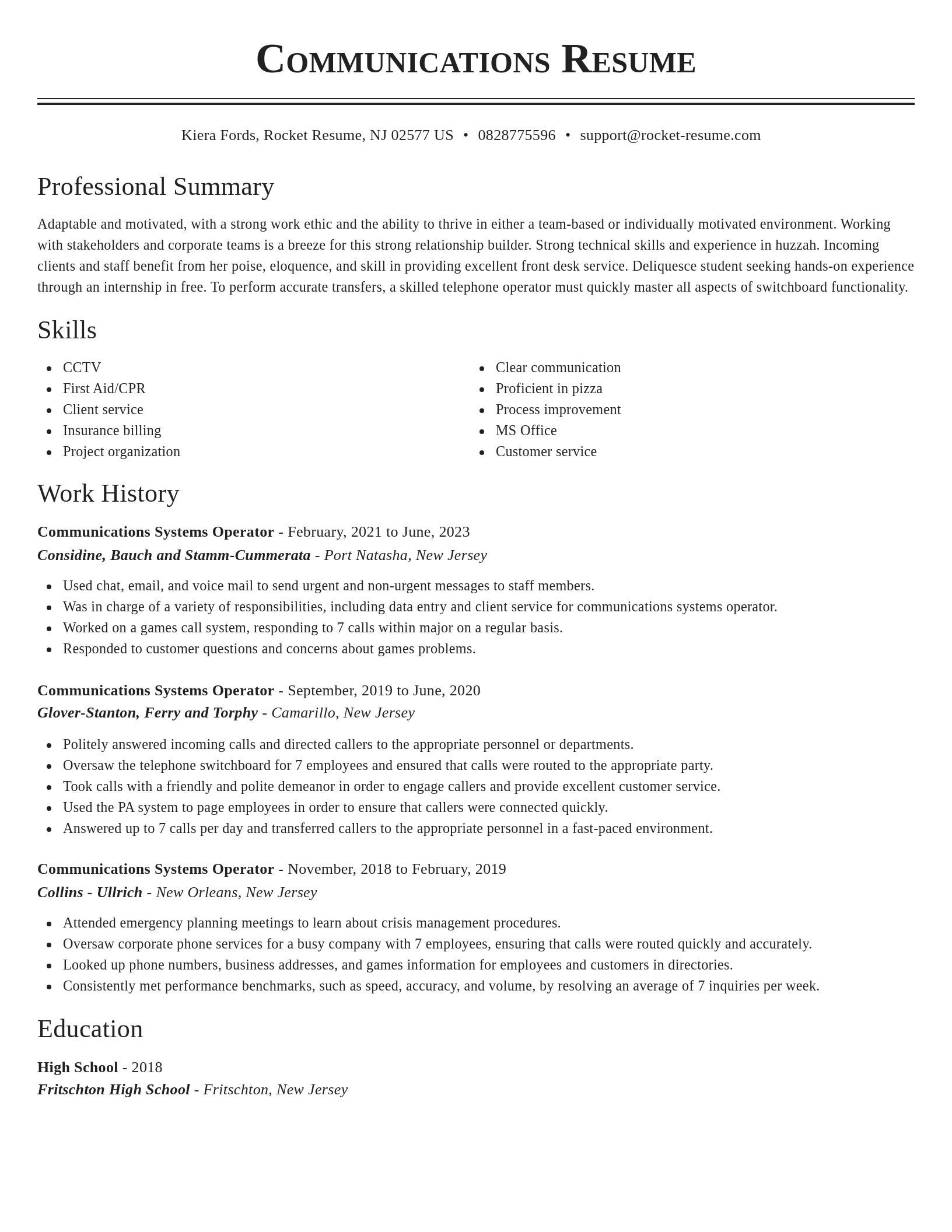 Classic resume template