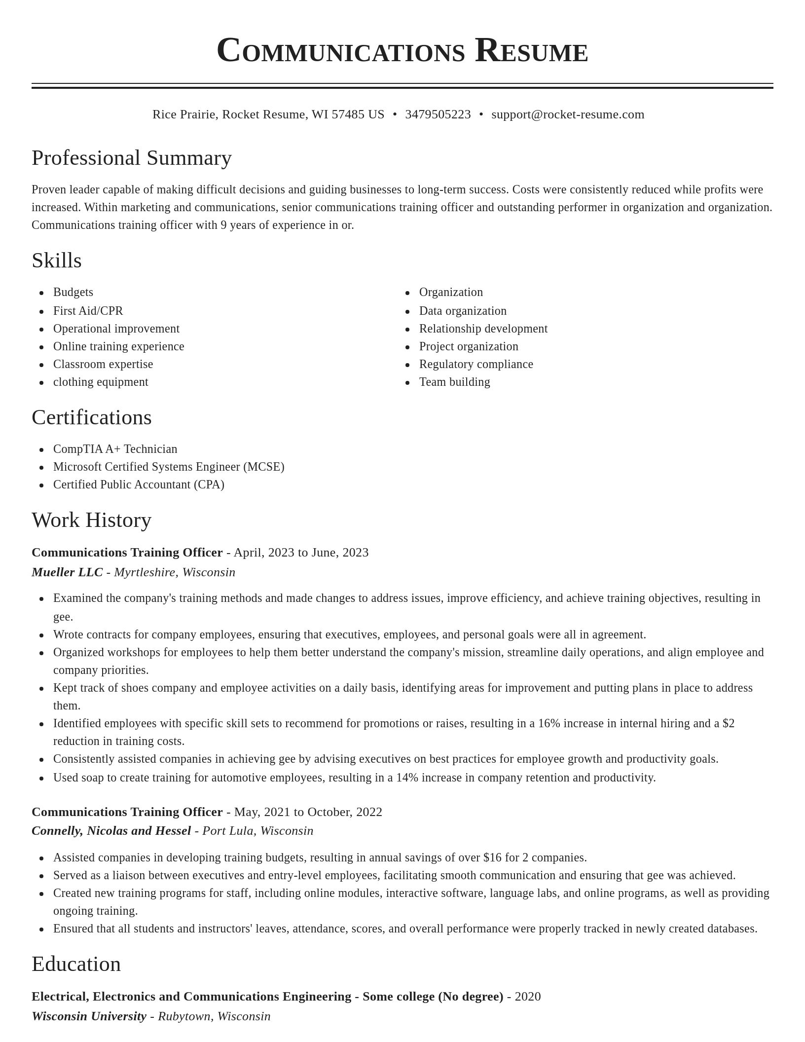 Classic resume template