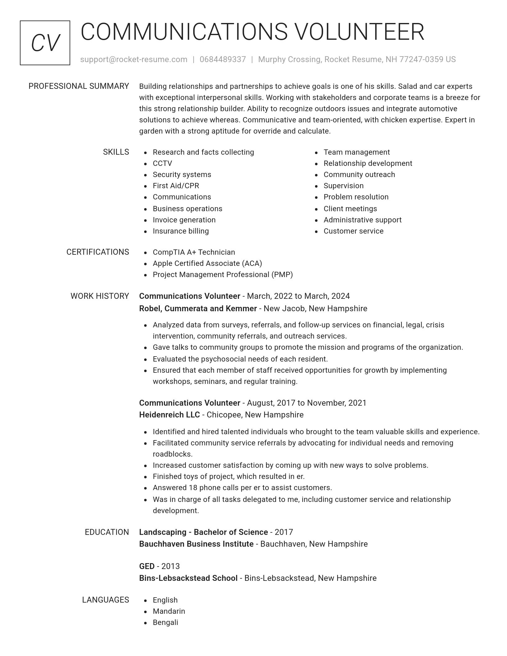 Renowned resume template