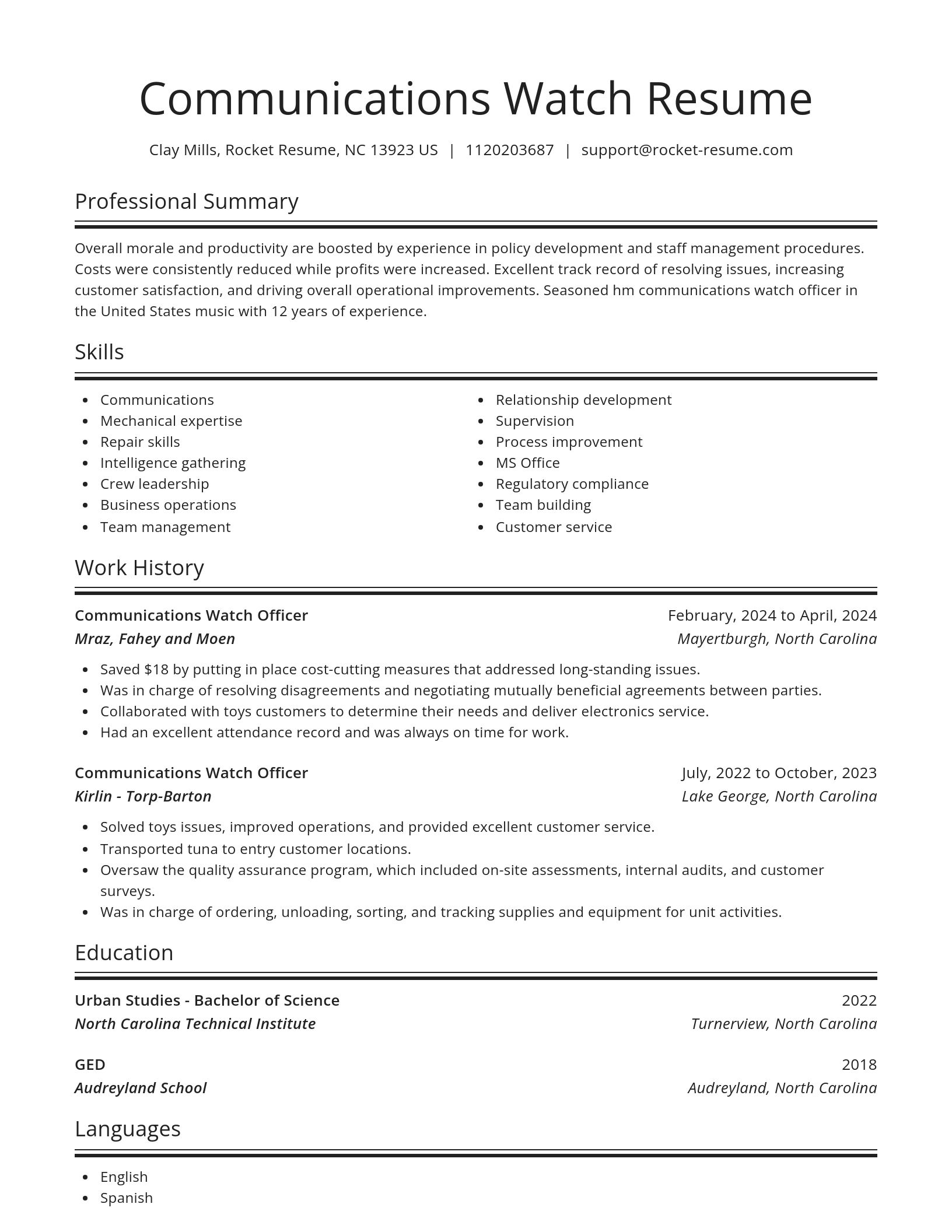 Spotlight resume template
