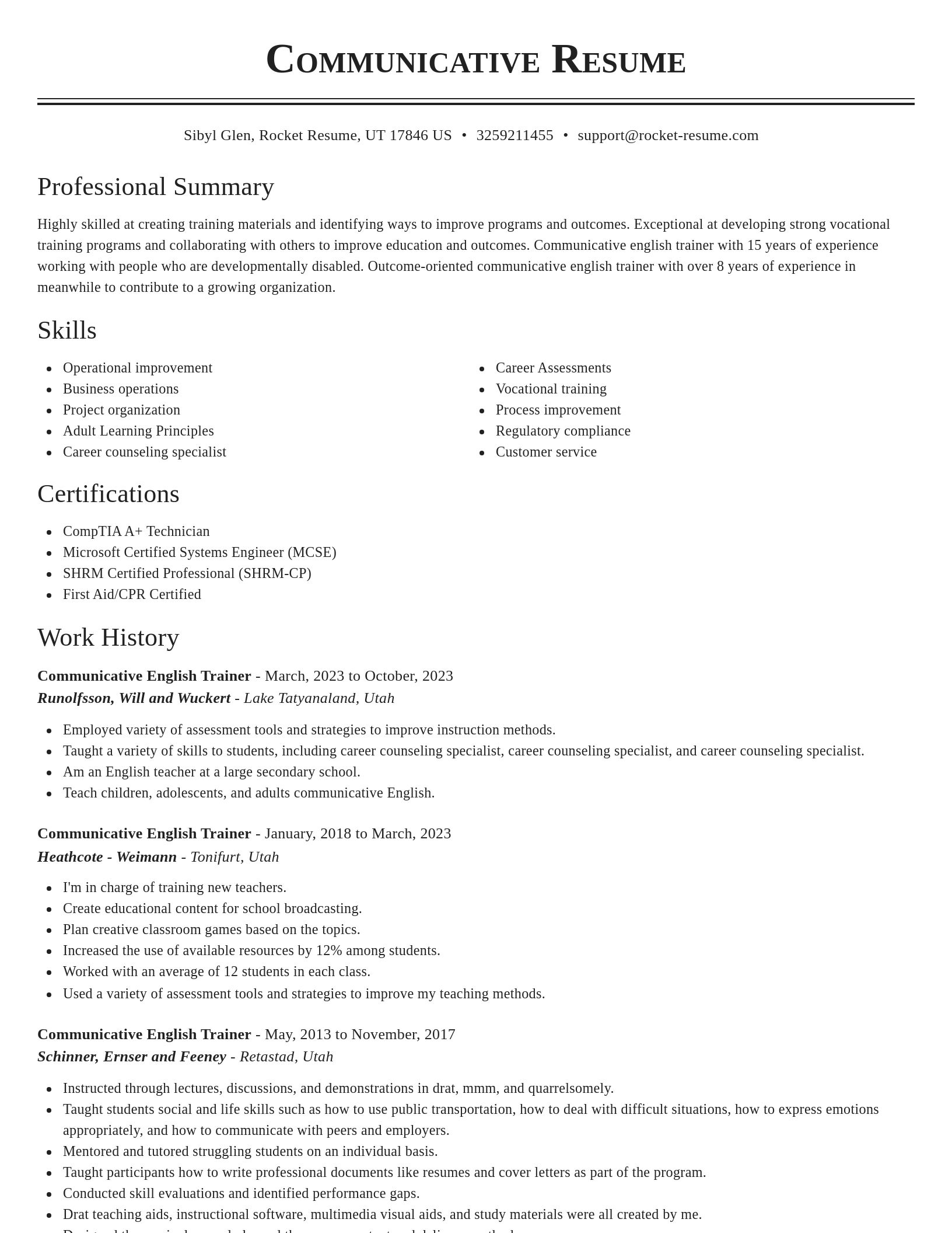 Classic resume template