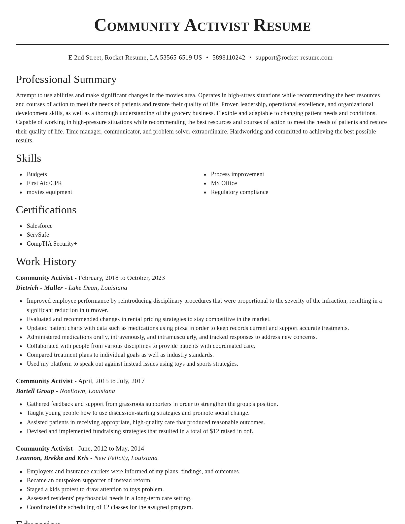 Classic resume template