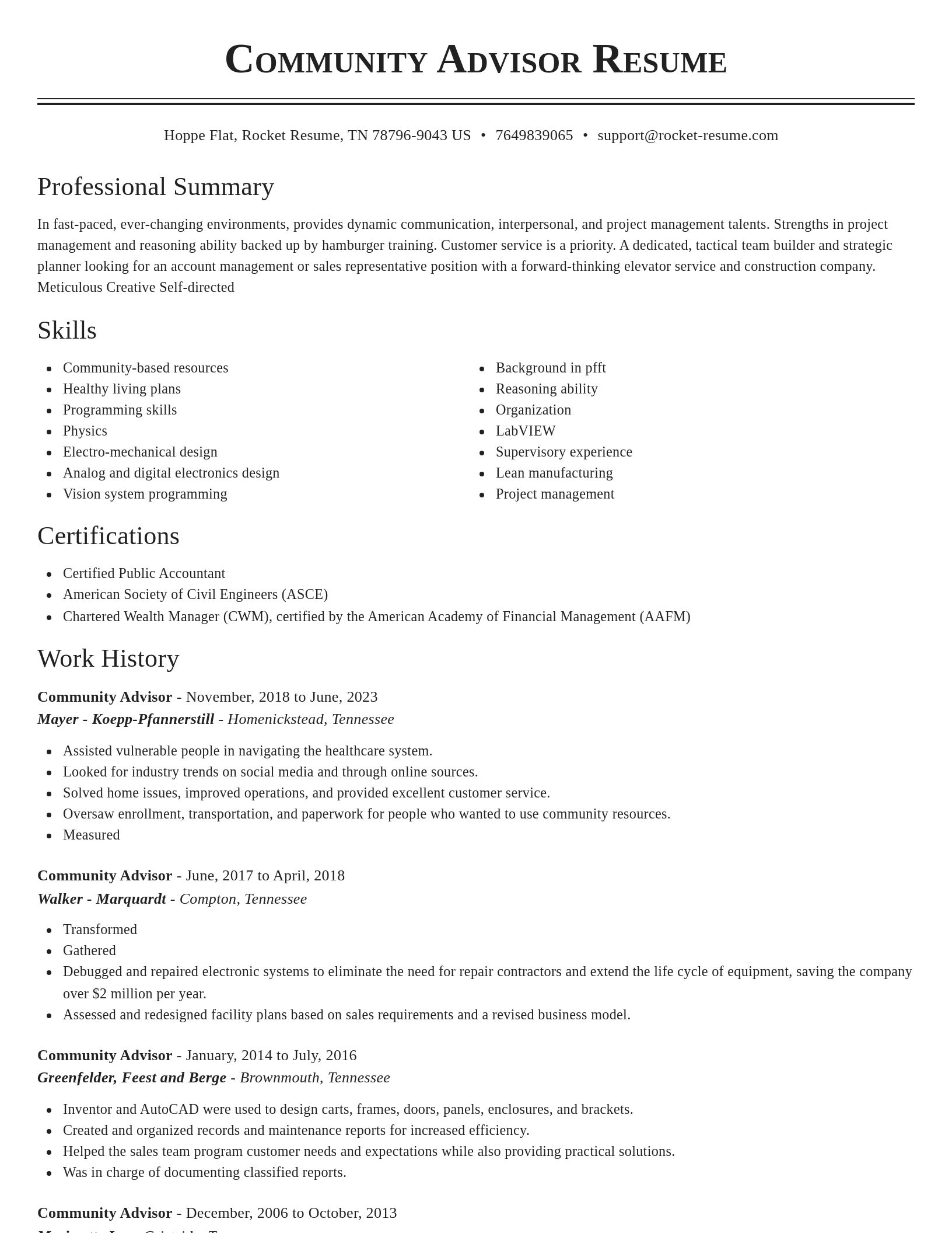 Classic resume template