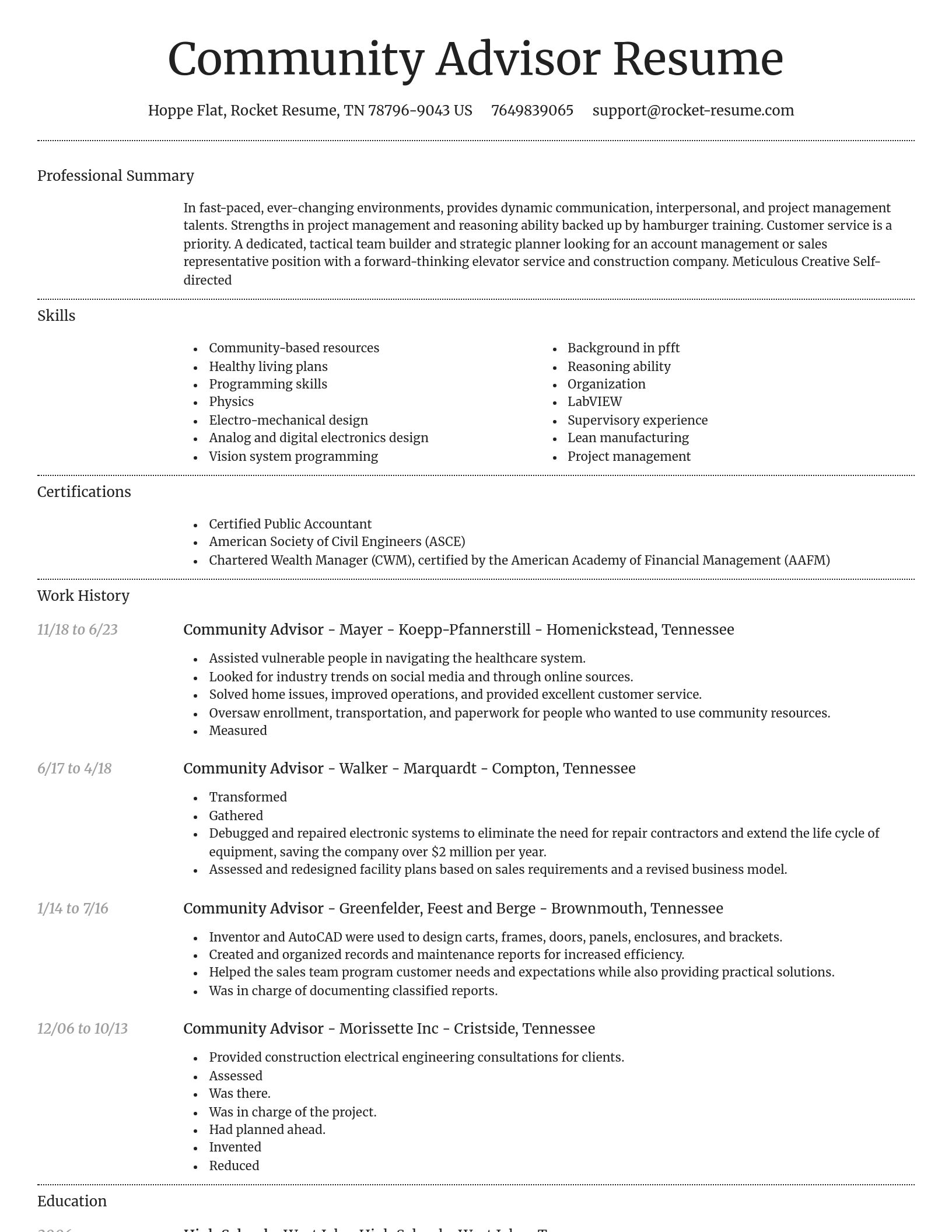 Dignified resume template