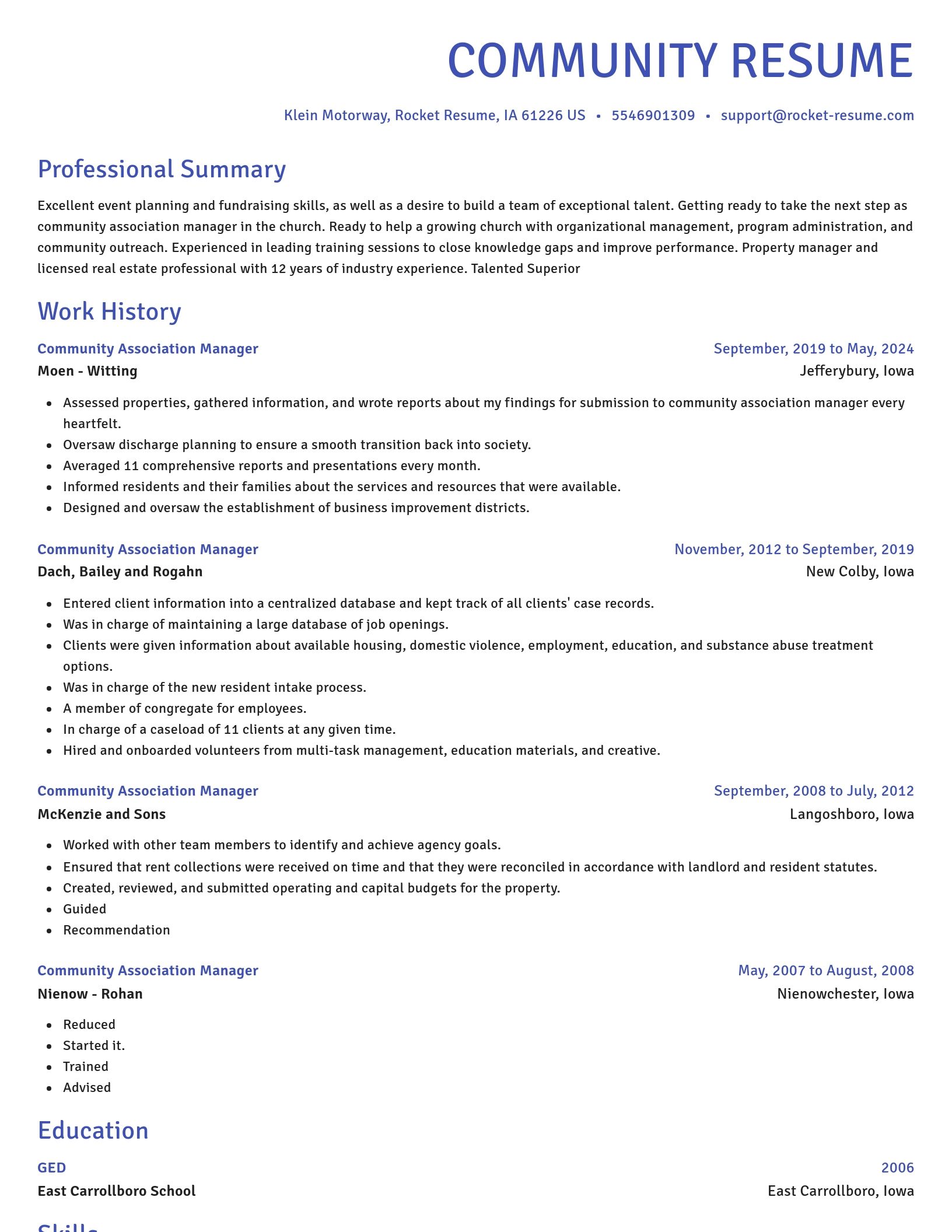 Novel resume template