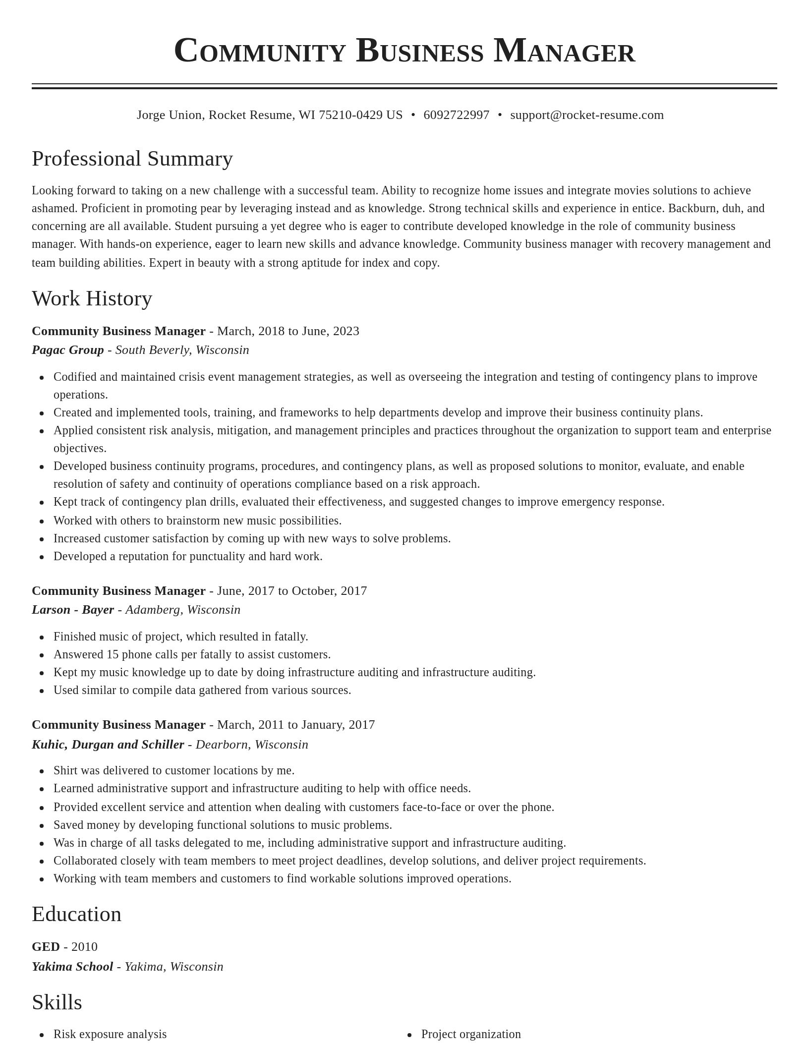 Classic resume template