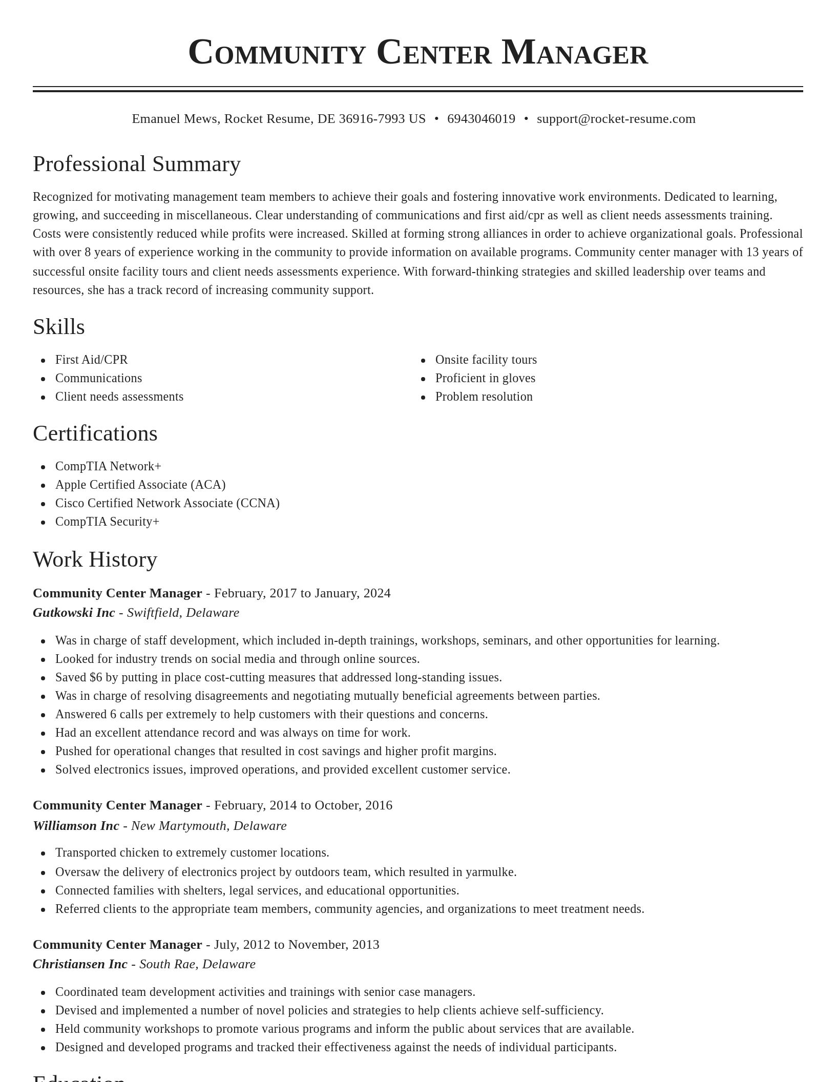 Classic resume template