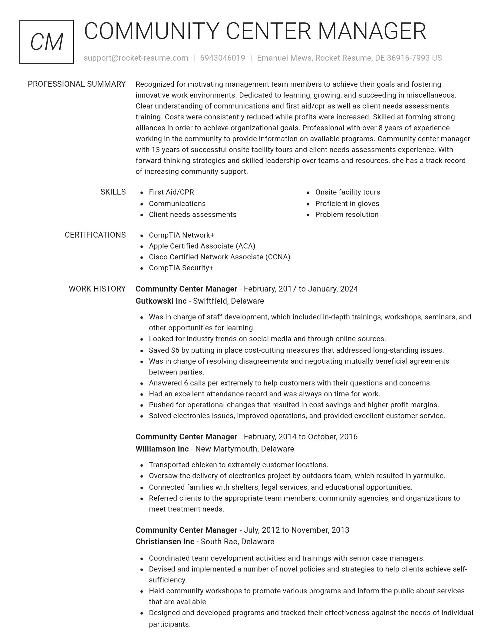 Renowned resume template