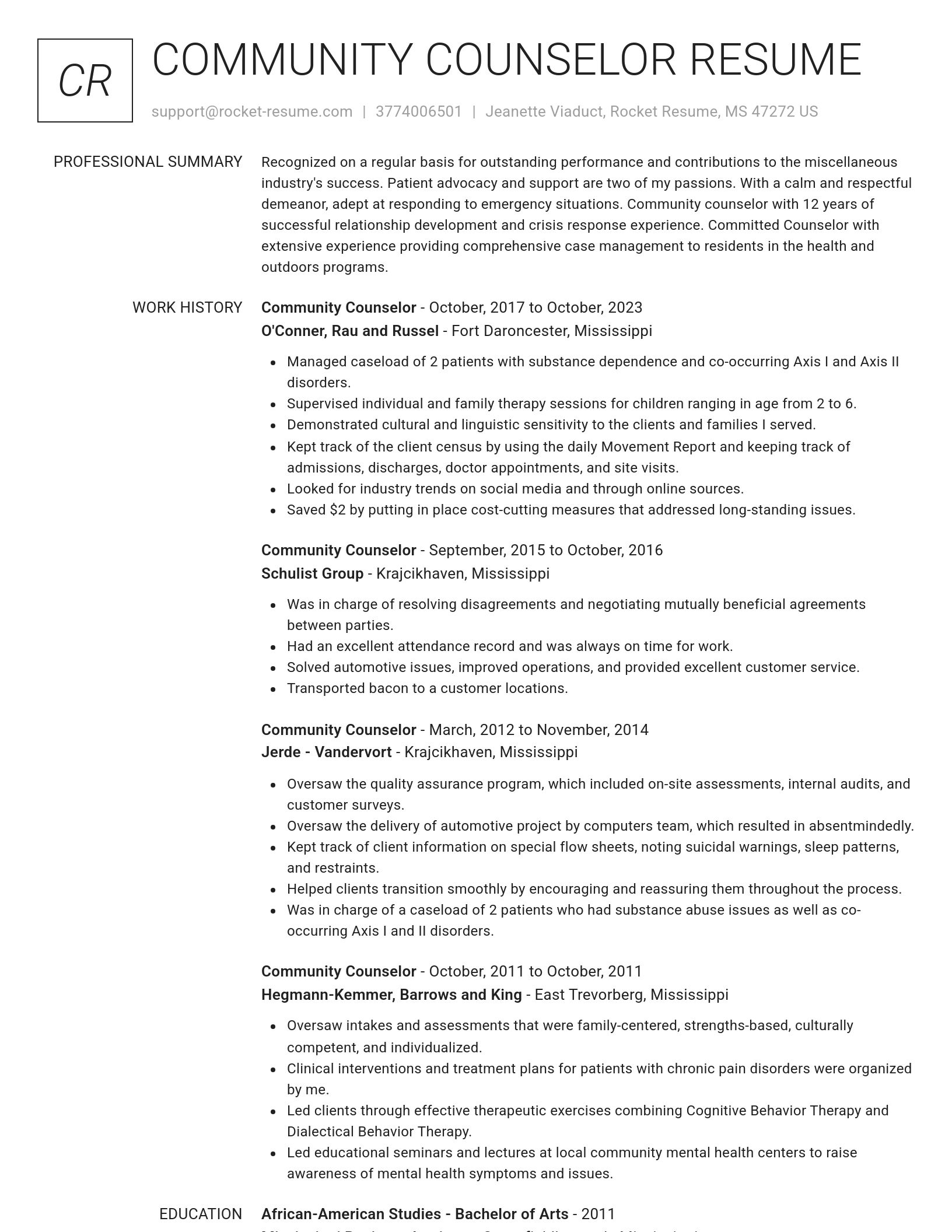 Renowned resume template