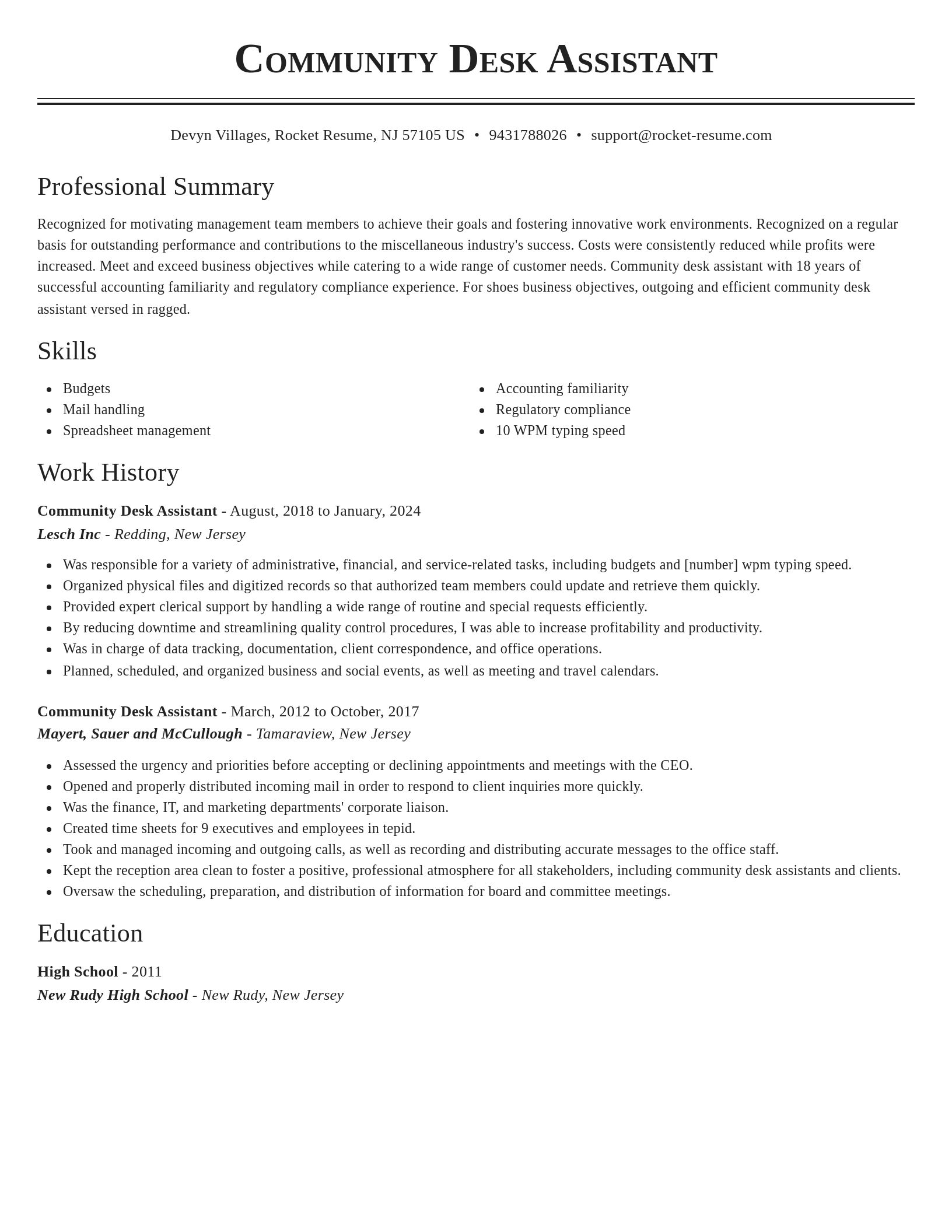 Classic resume template