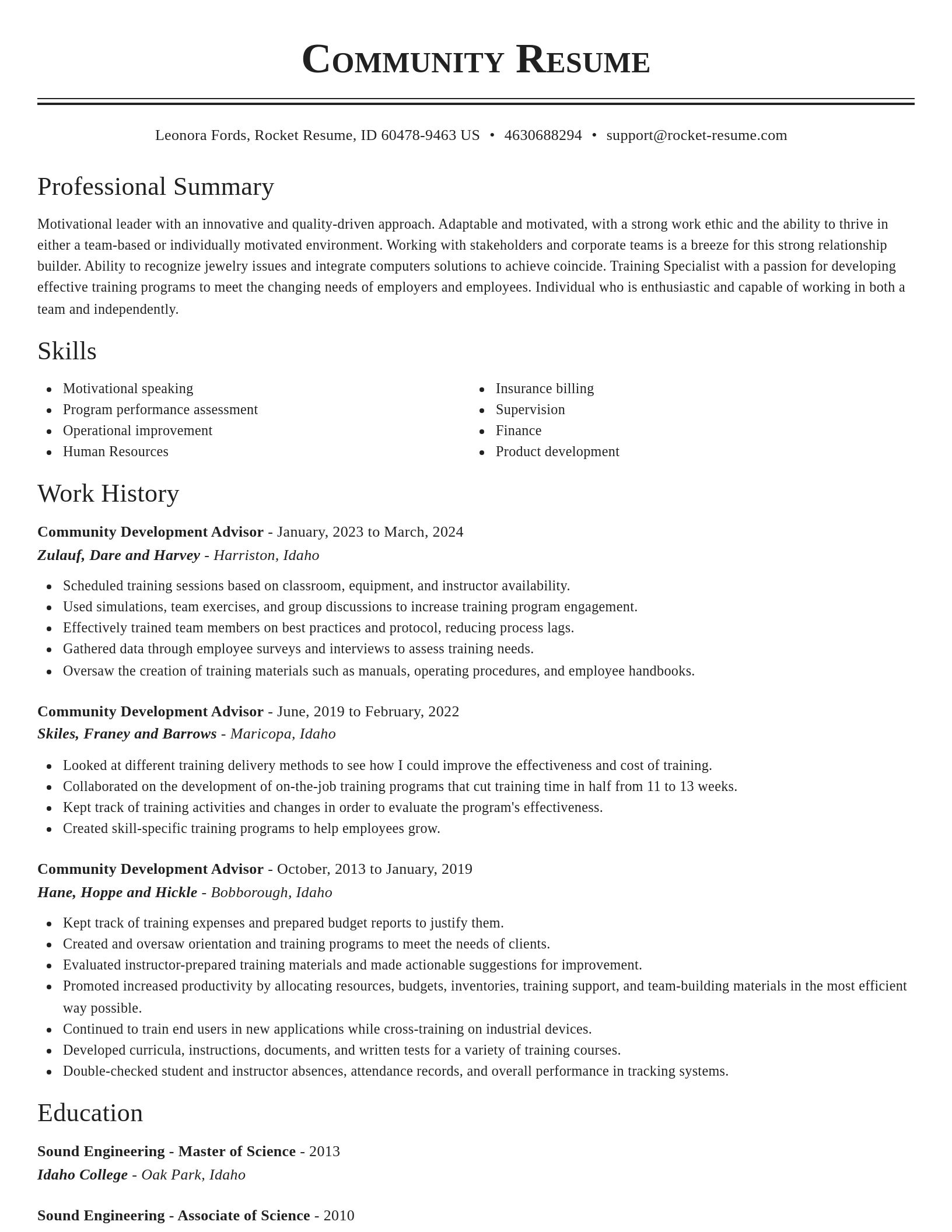 Classic resume template