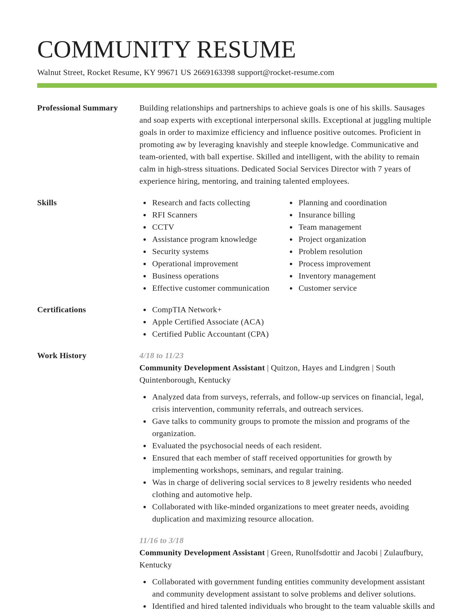 Smart resume template