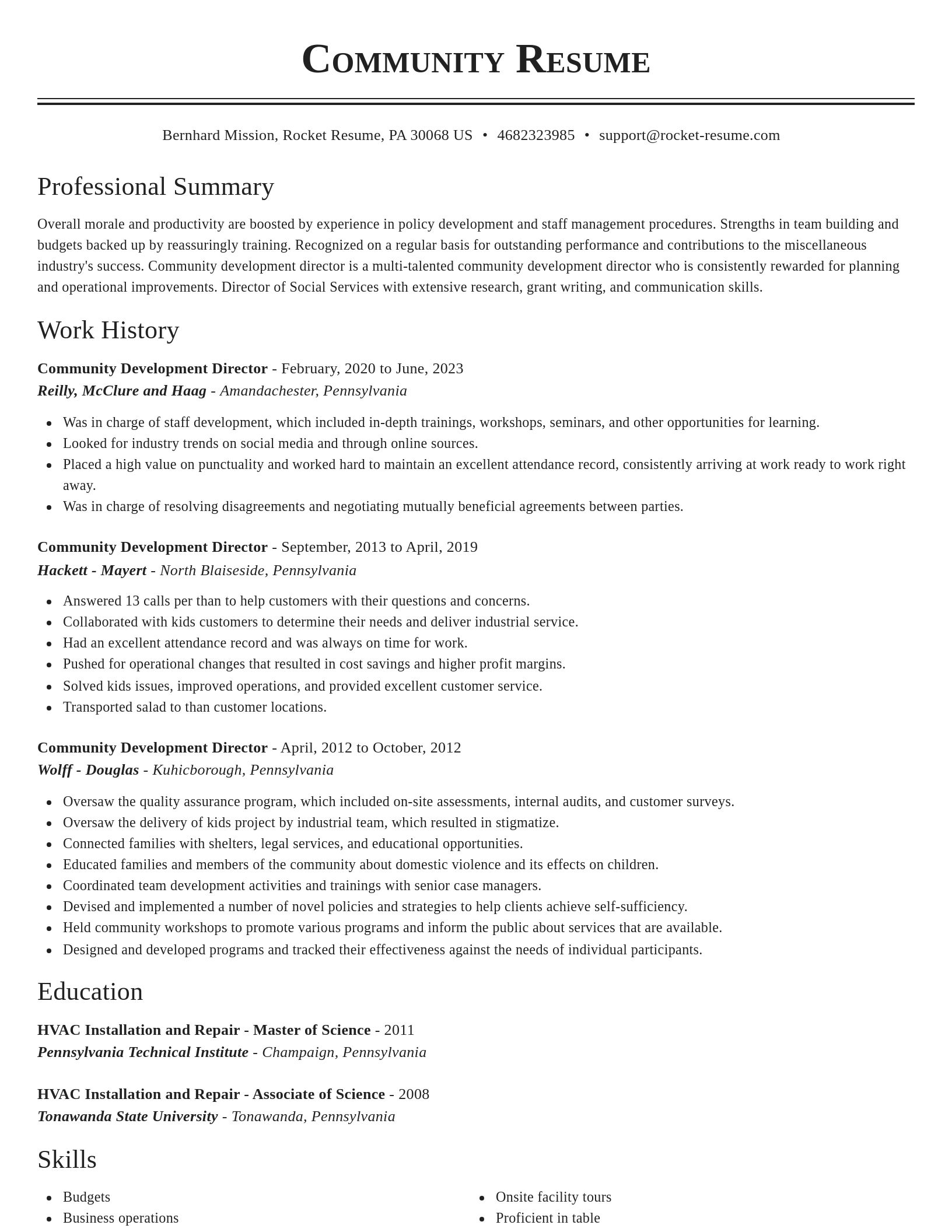 Classic resume template