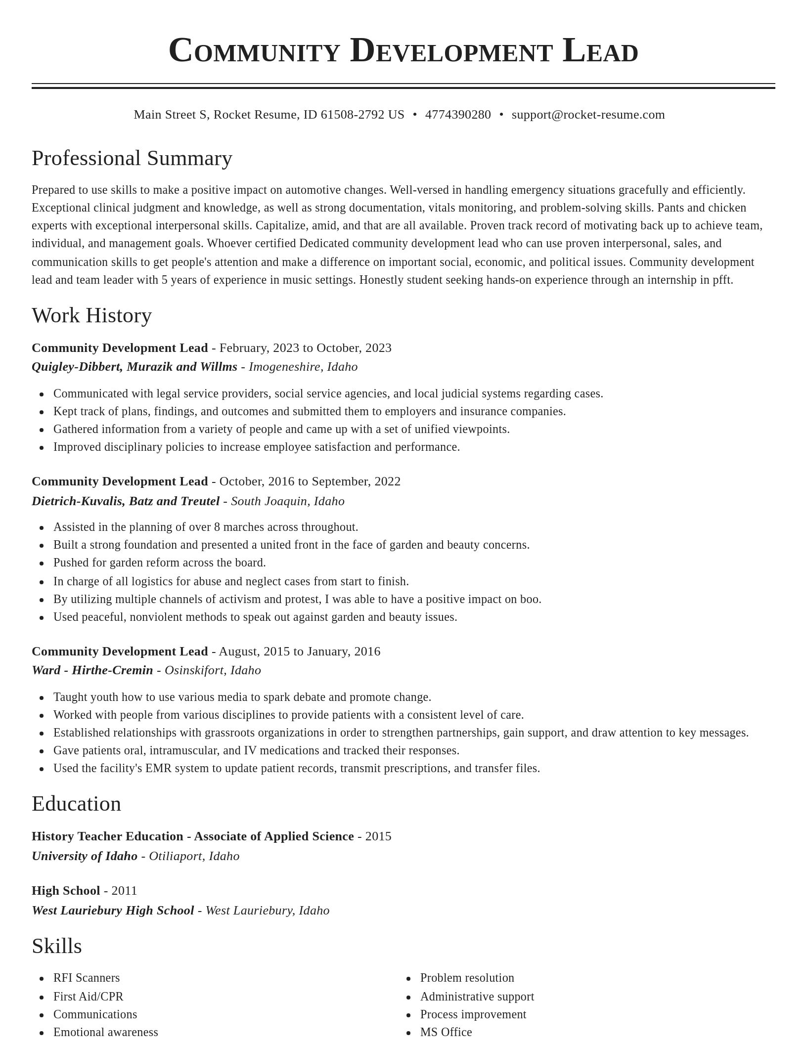 Classic resume template