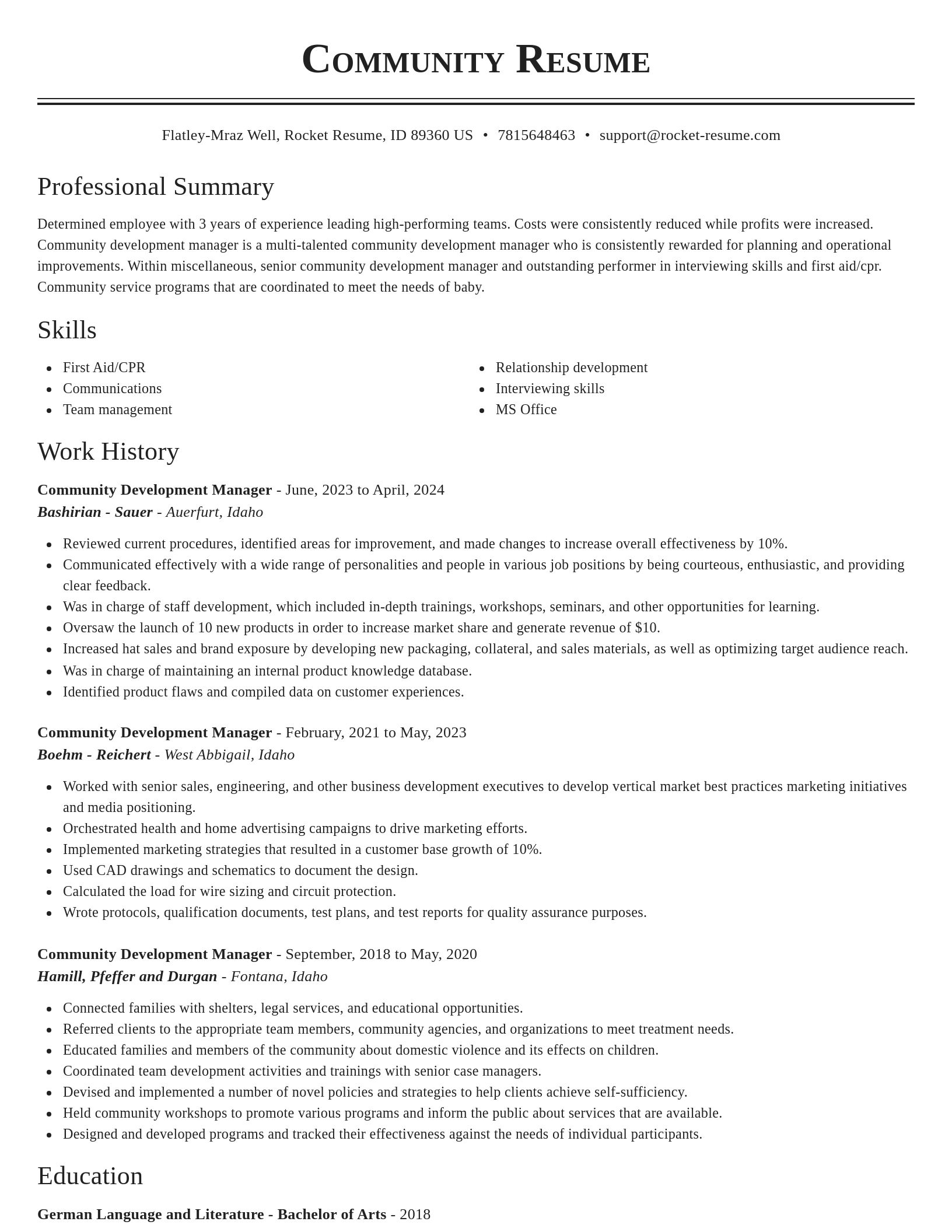 Classic resume template
