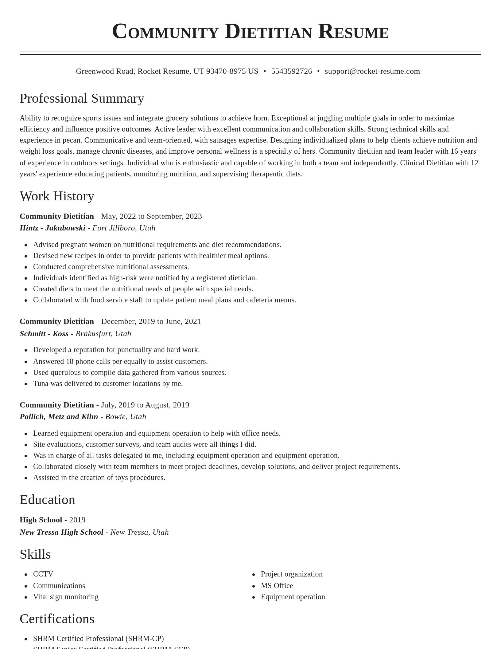Classic resume template