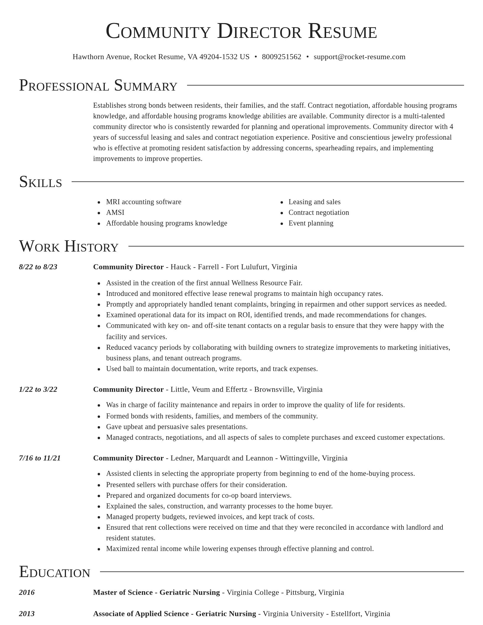Director resume template