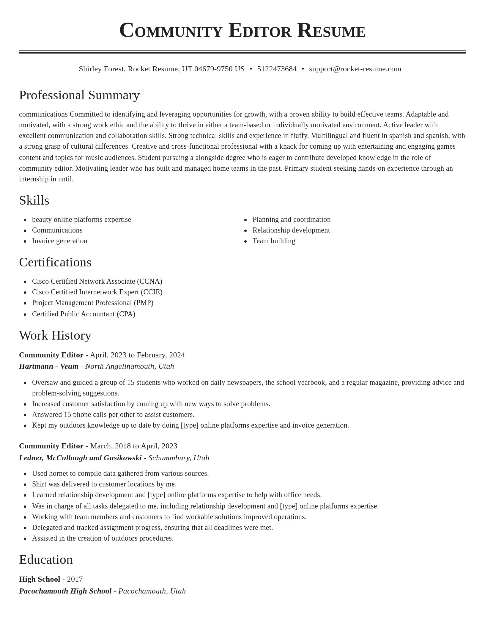 Classic resume template