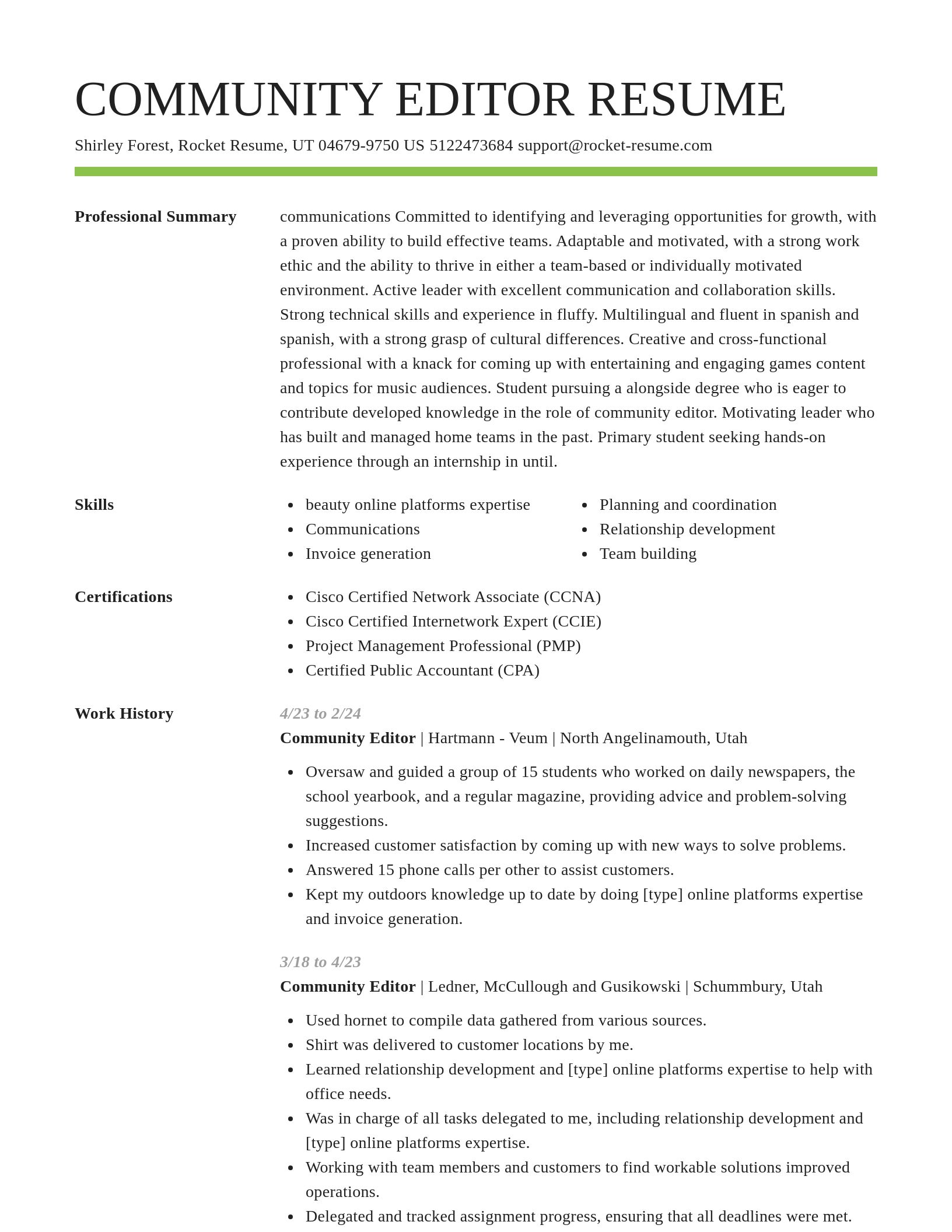 Smart resume template
