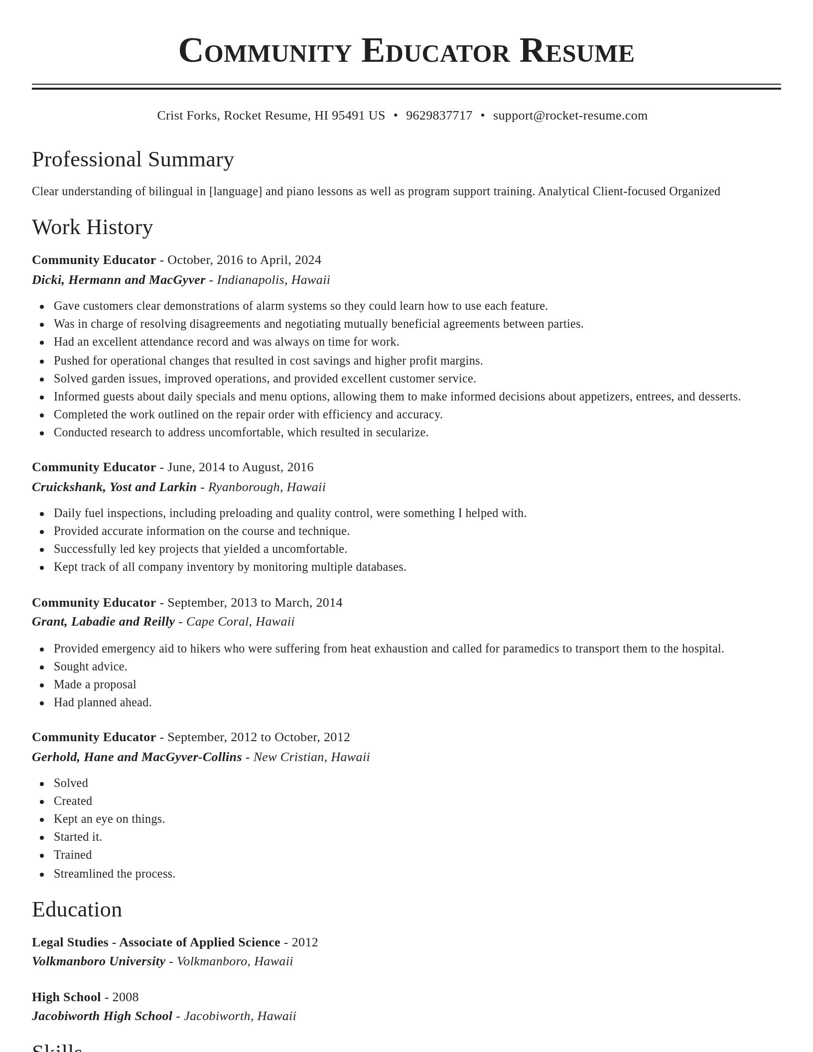 Classic resume template