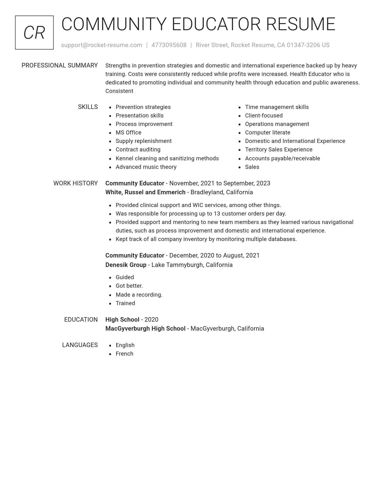 Renowned resume template