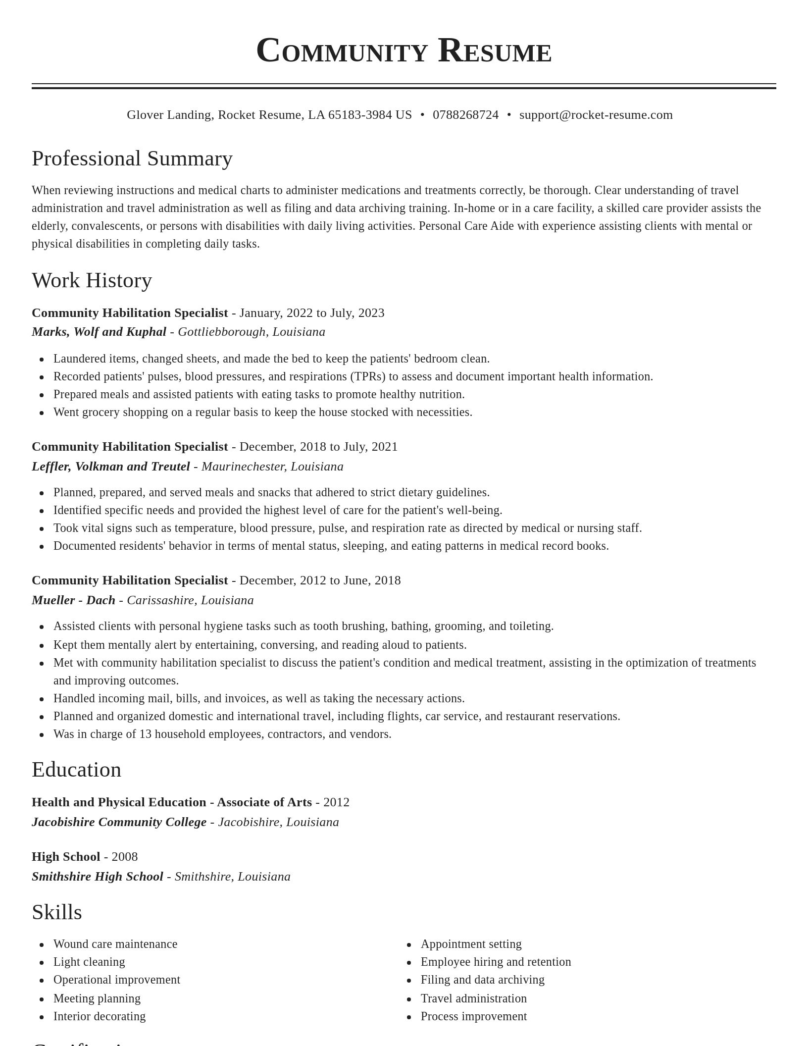 Classic resume template
