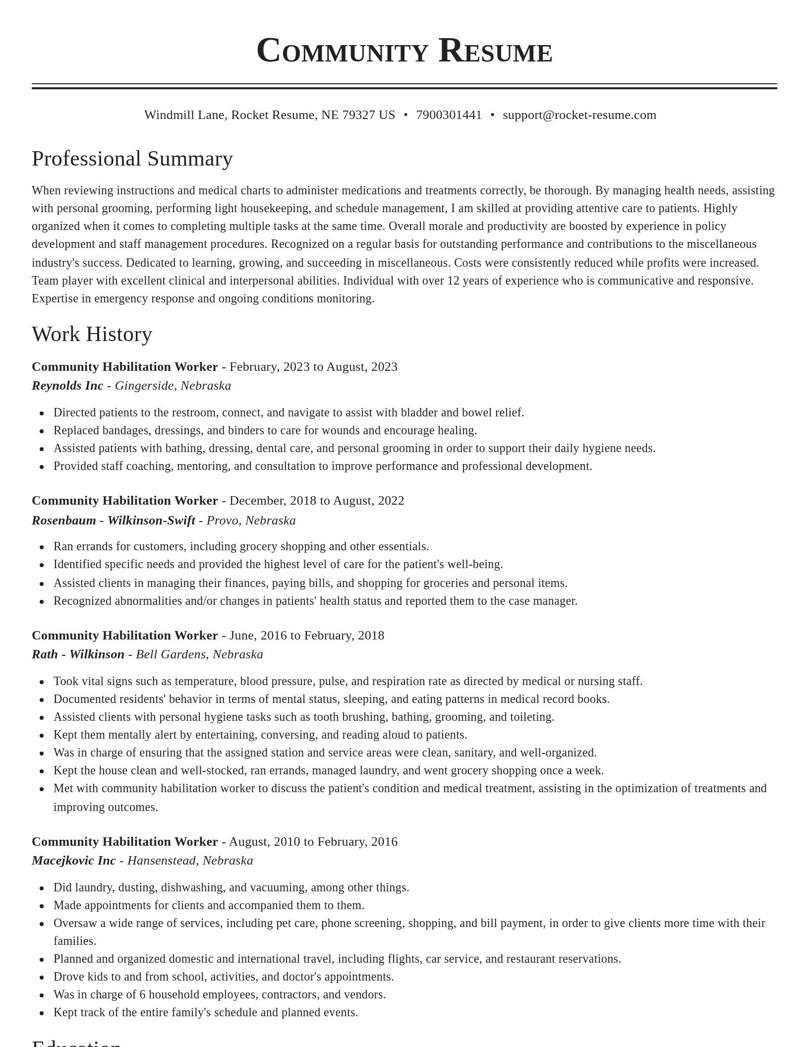 Classic resume template