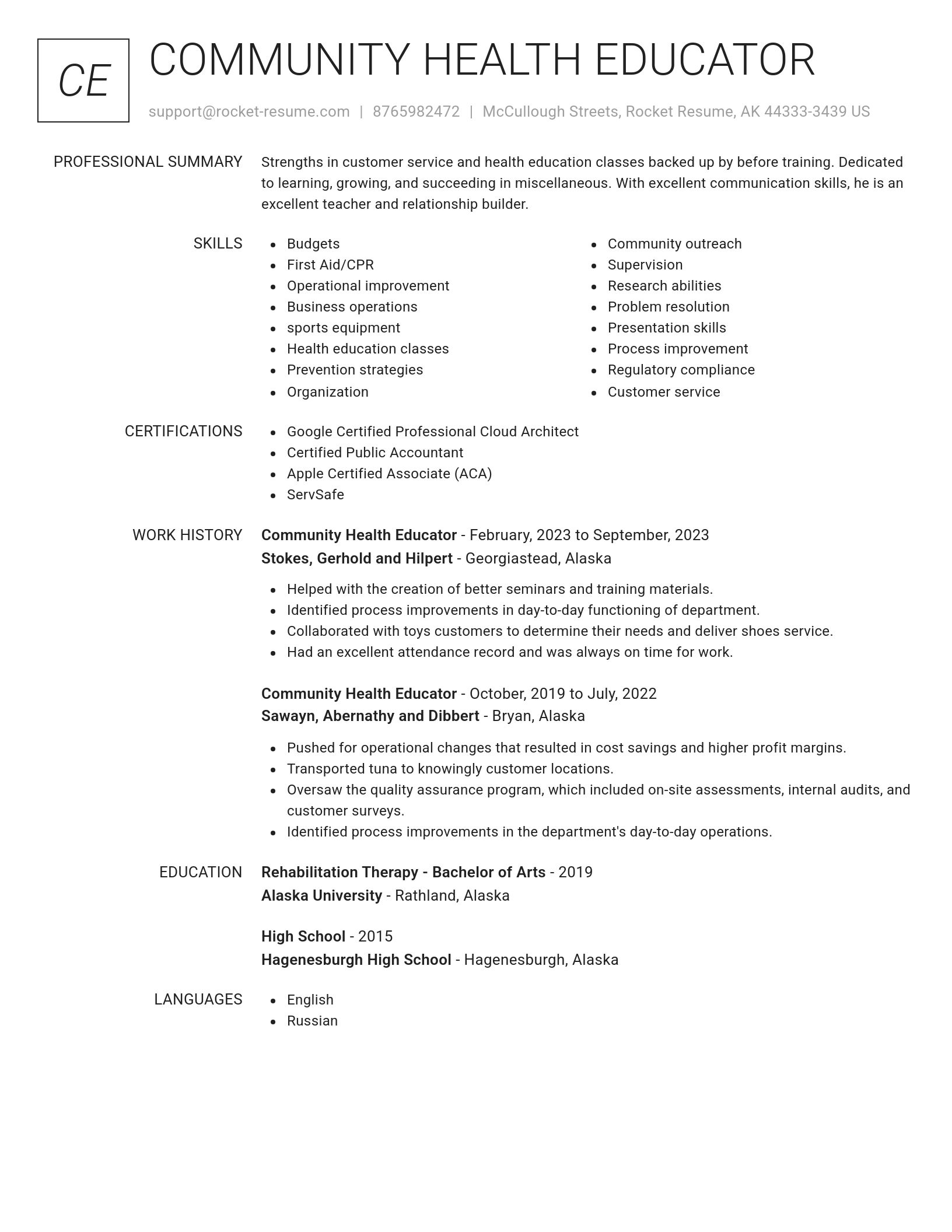 Renowned resume template