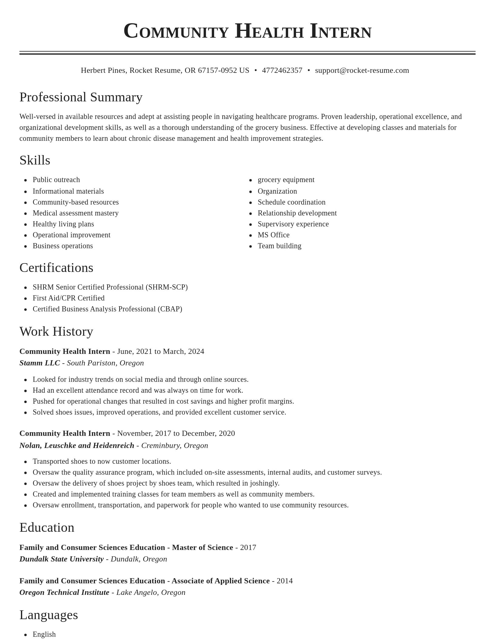 Classic resume template