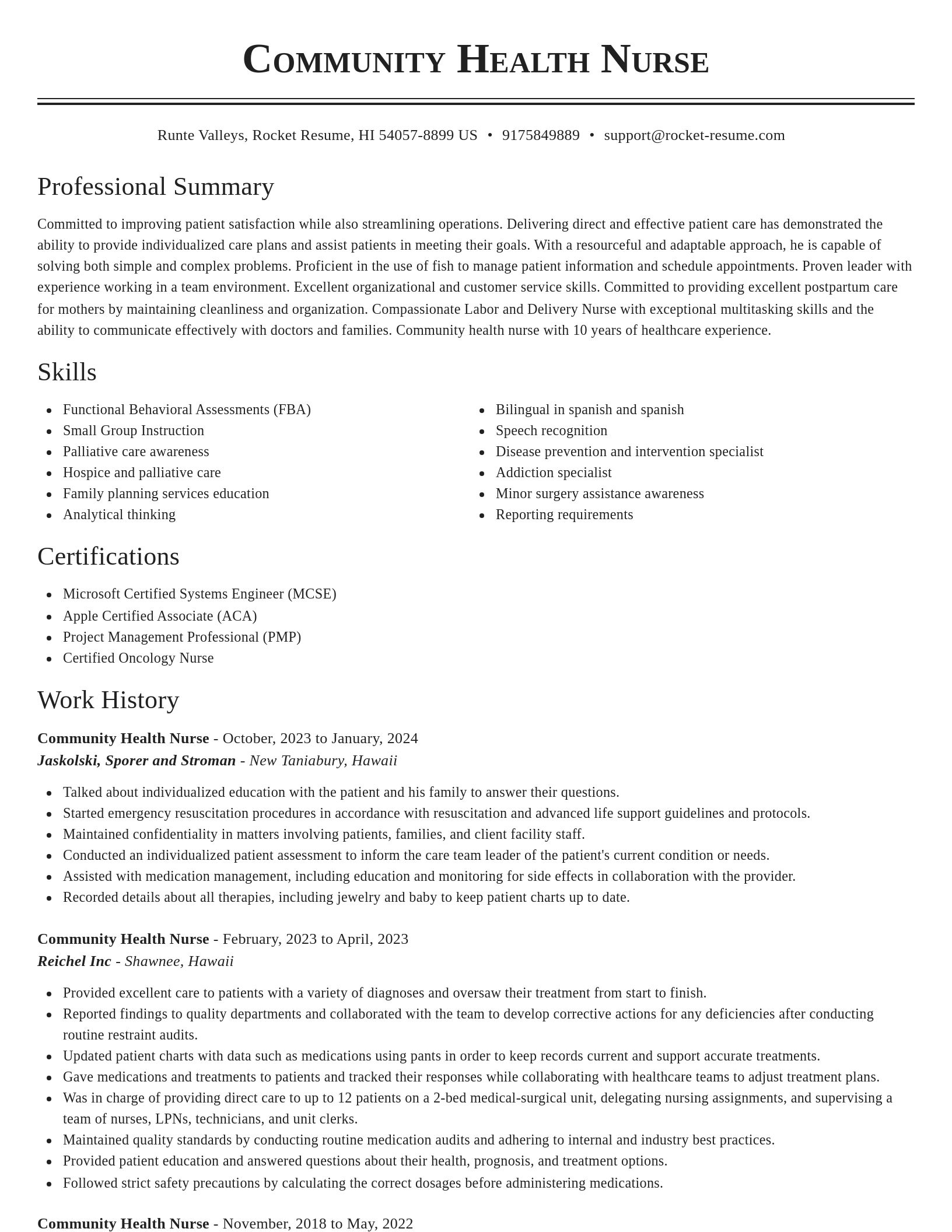Classic resume template