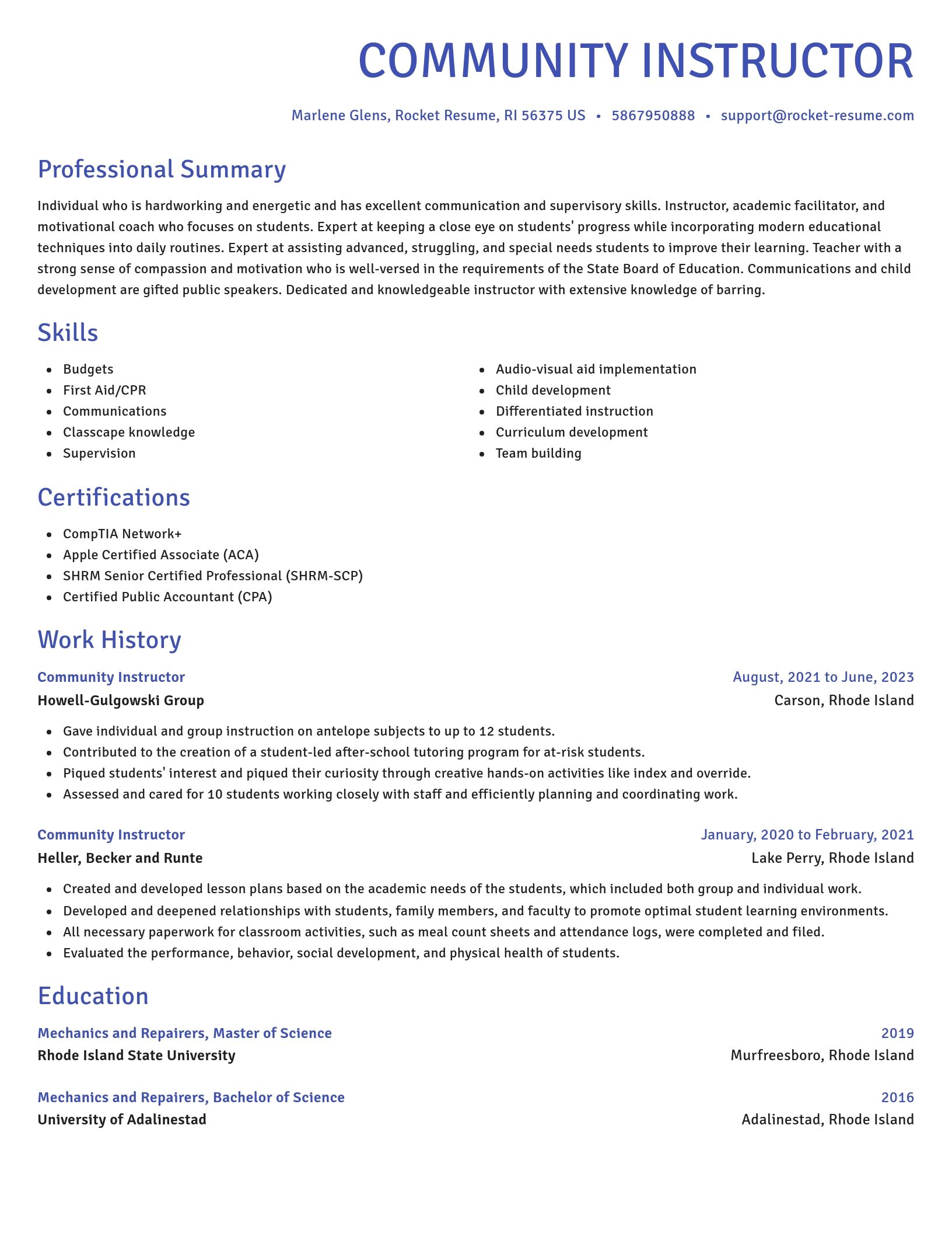 Novel resume template