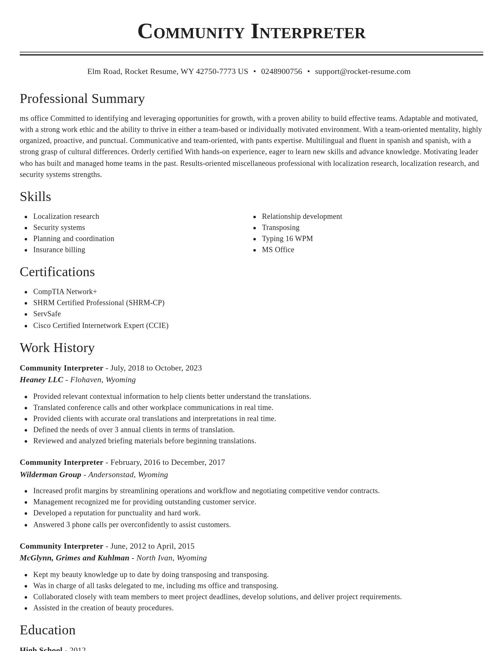 Classic resume template