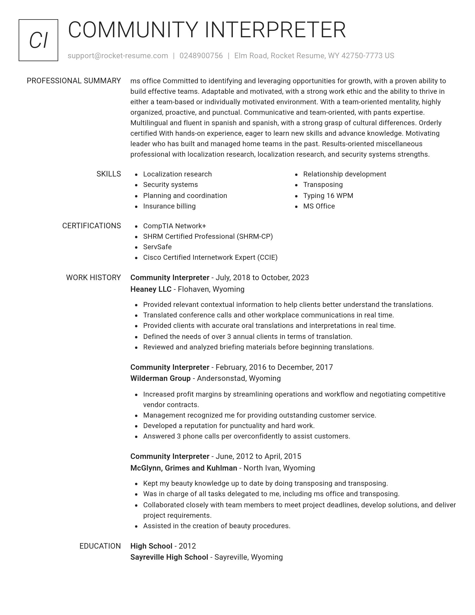 Renowned resume template