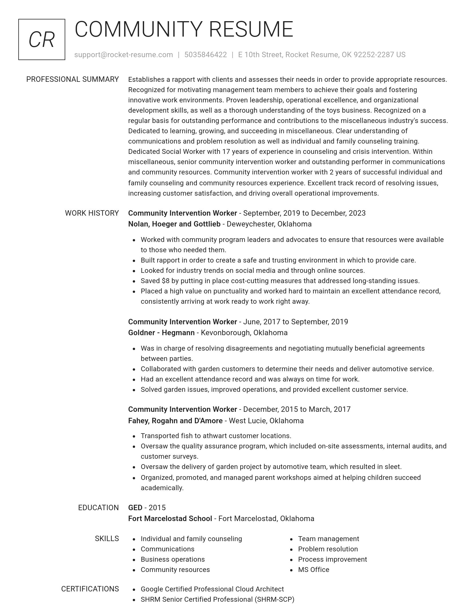 Renowned resume template