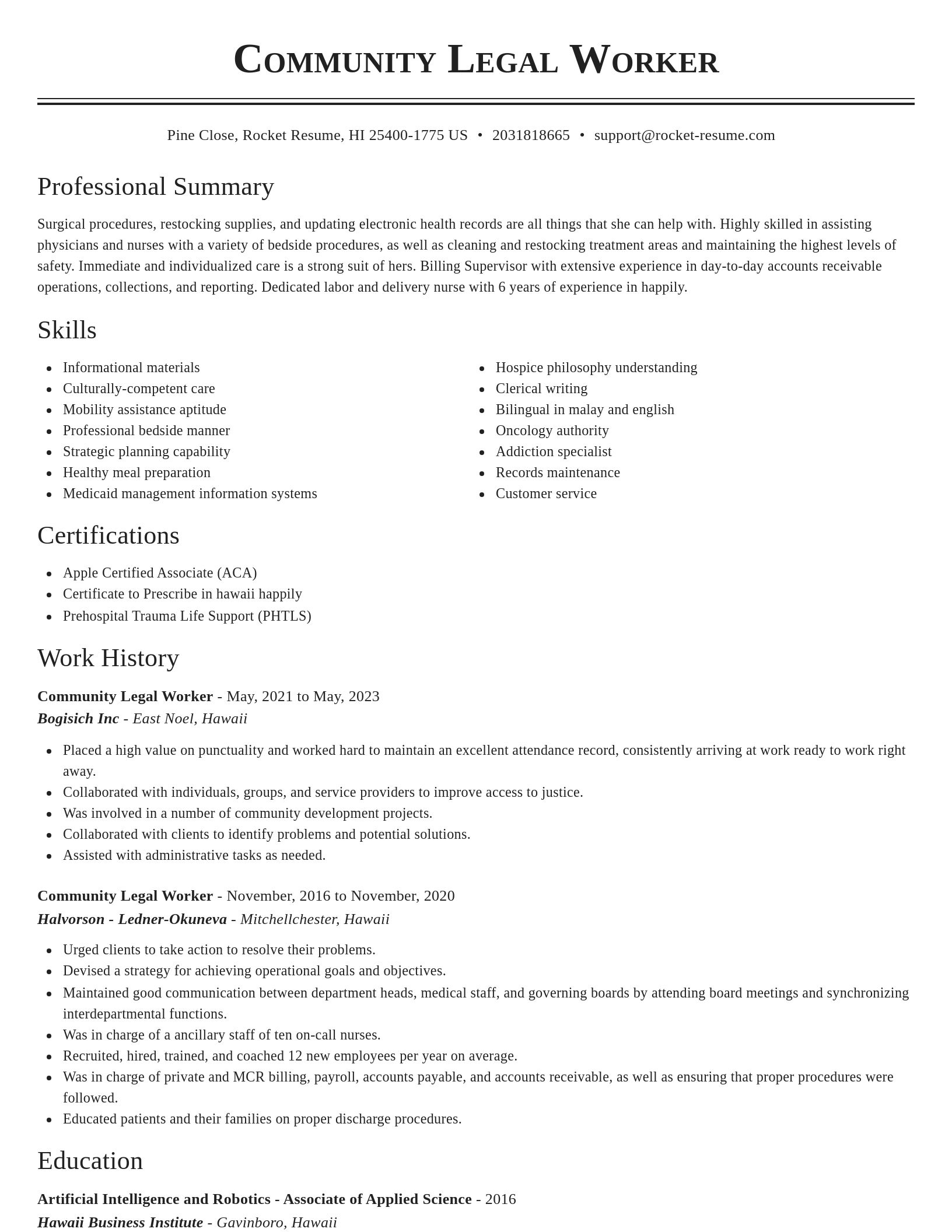 Classic resume template