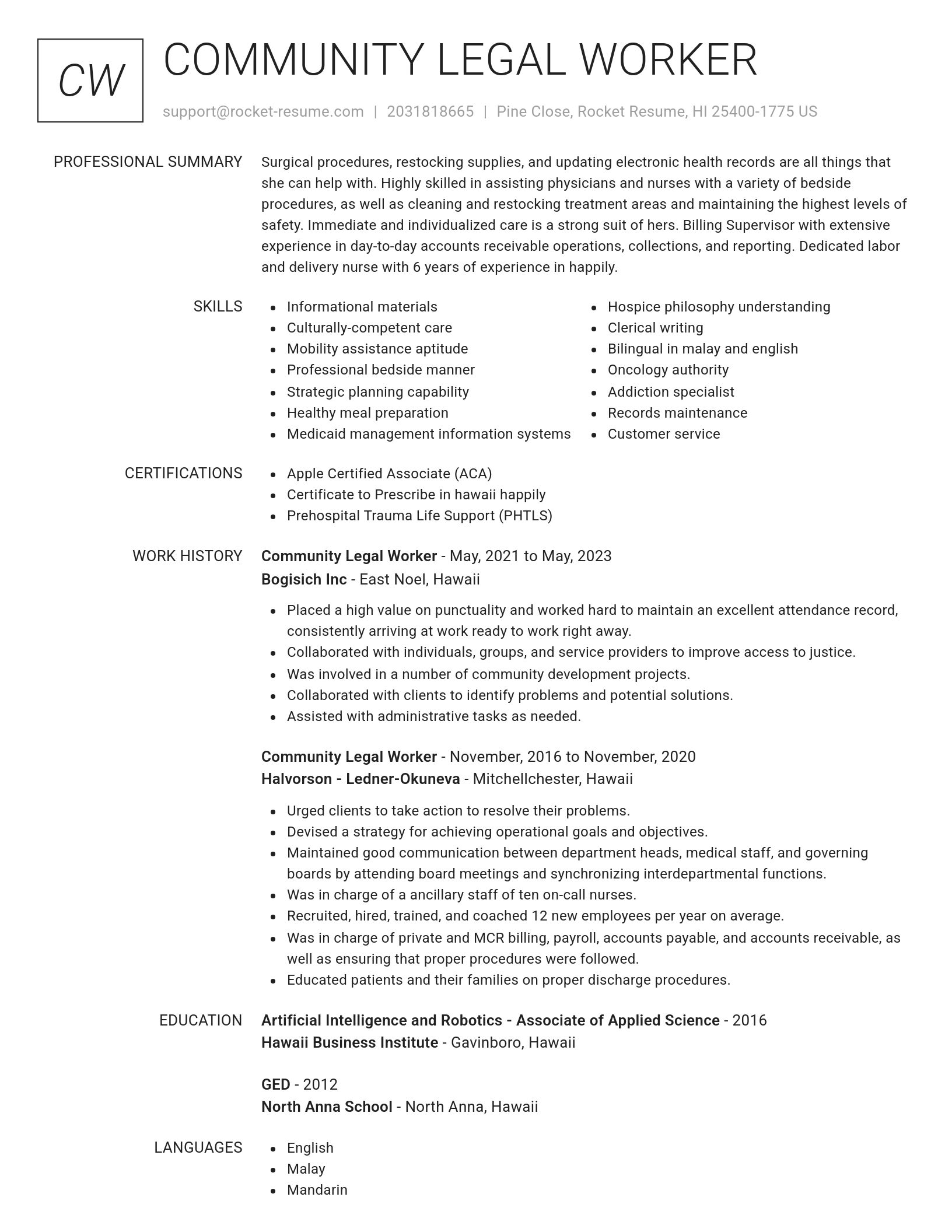 Renowned resume template