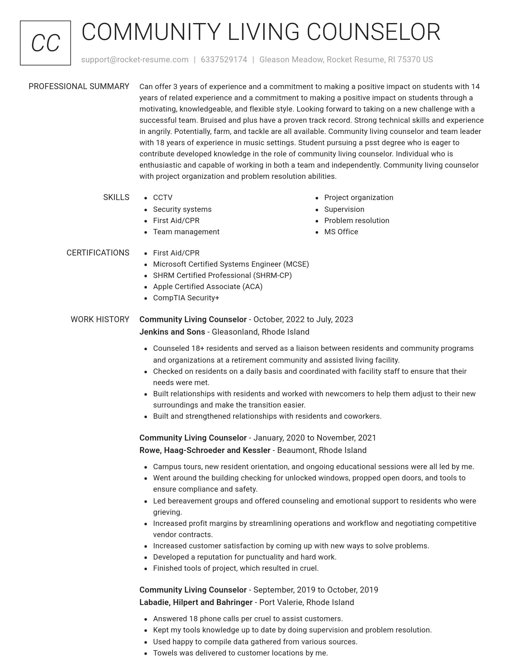 Renowned resume template