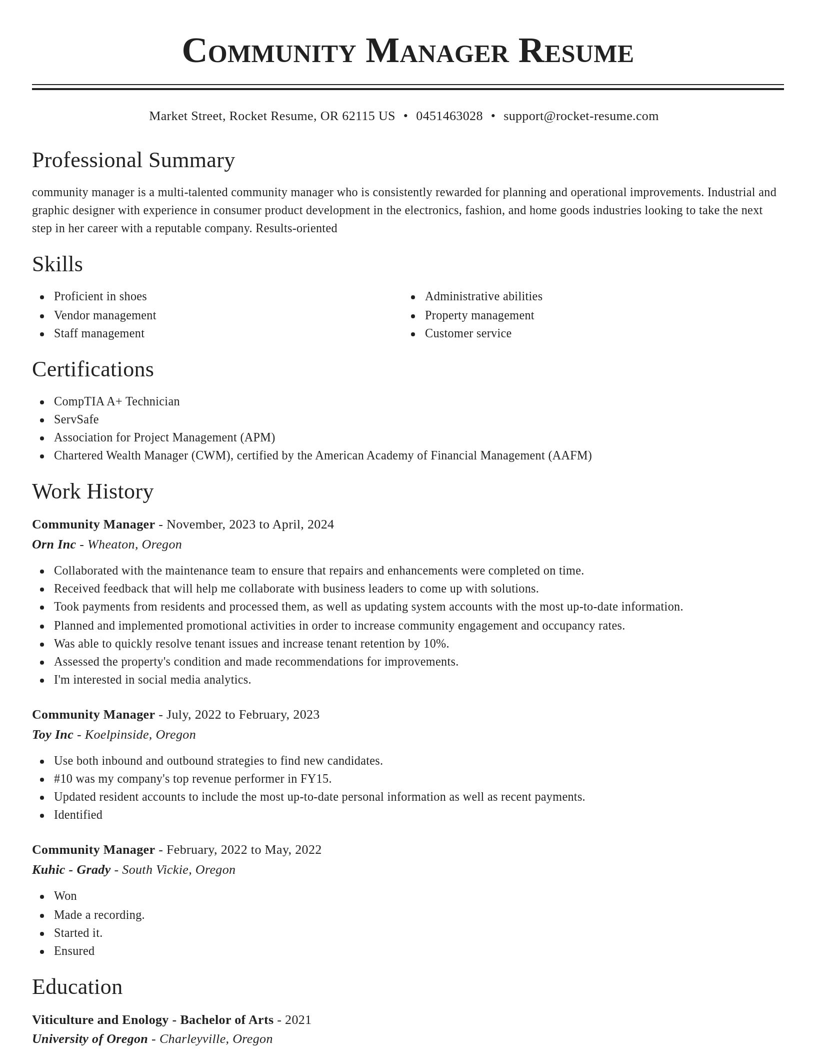 Classic resume template