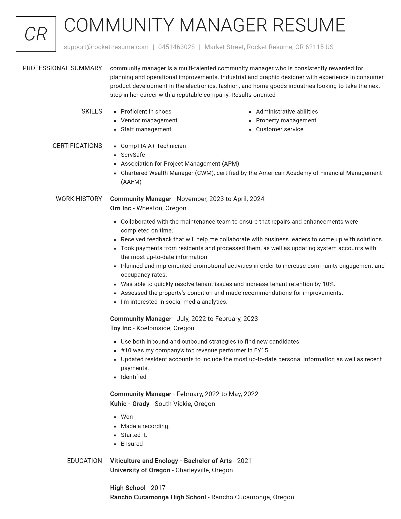 Renowned resume template