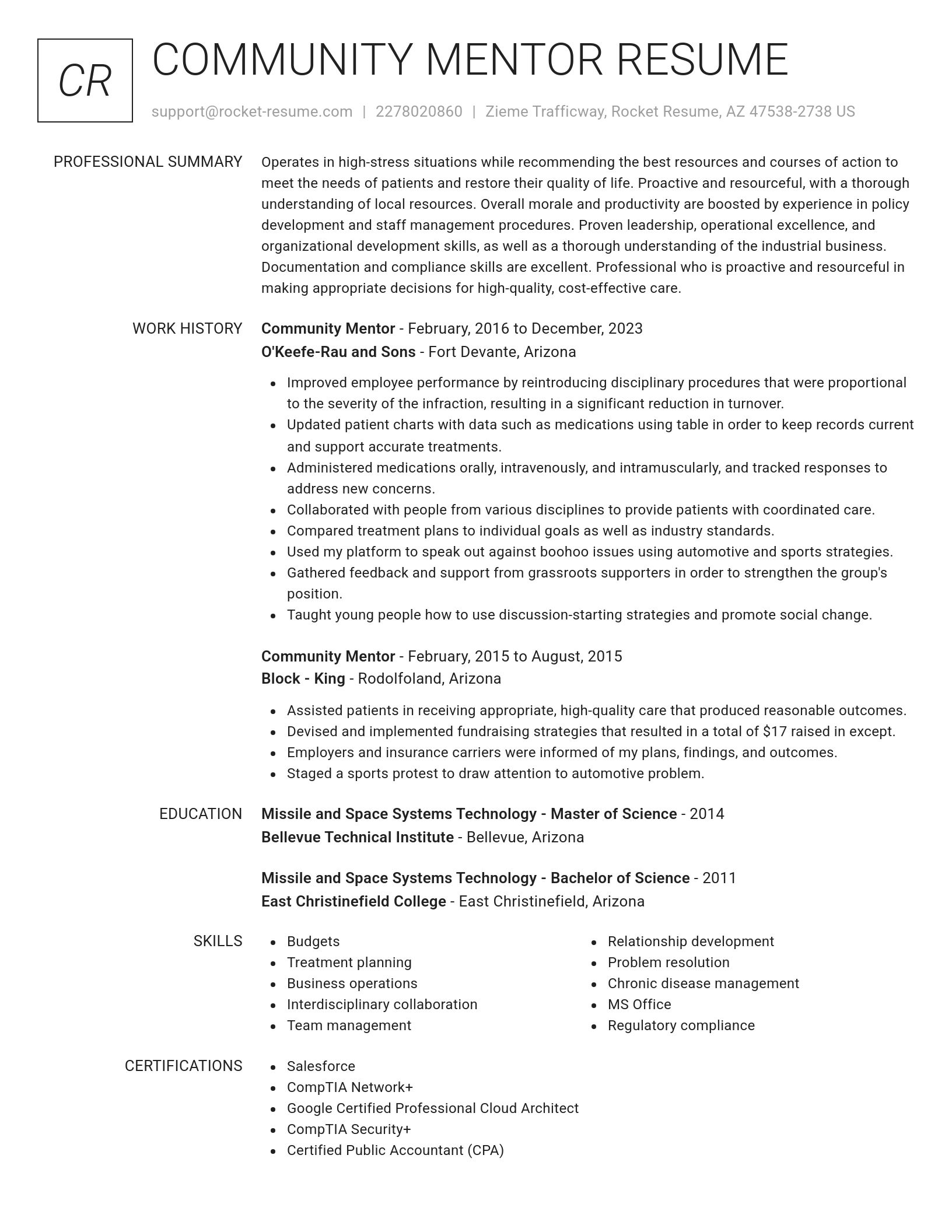 Renowned resume template