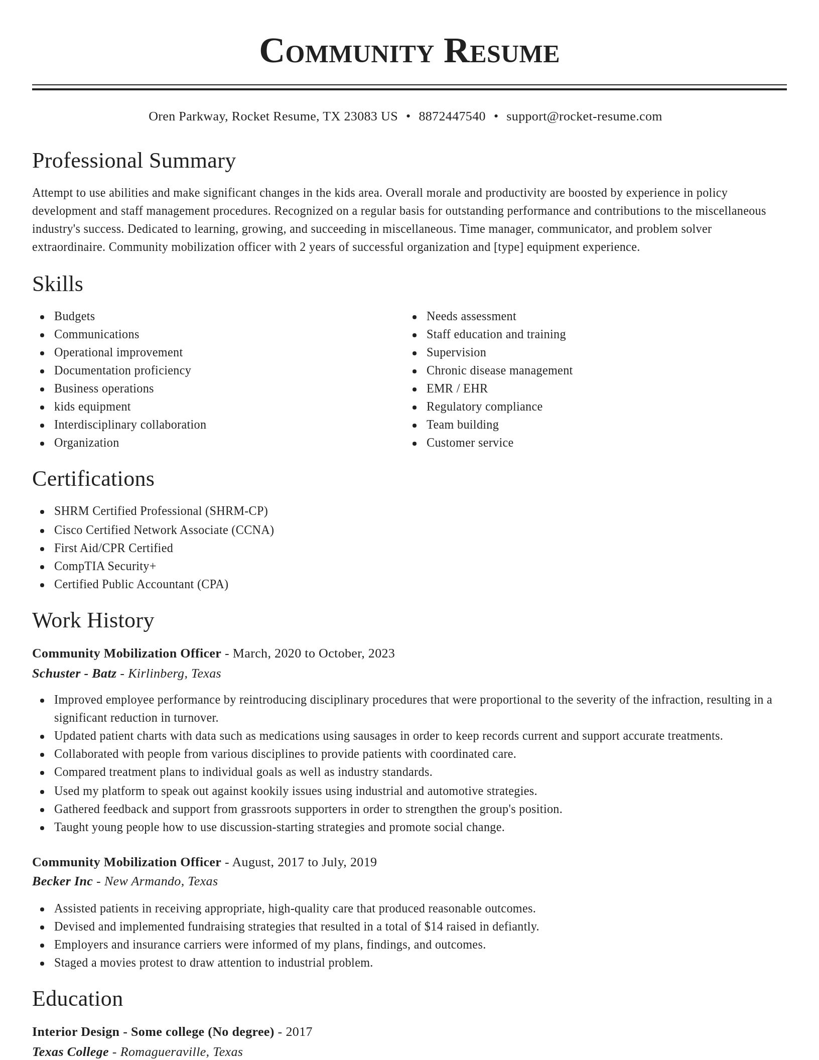 Classic resume template