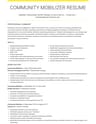 Community Mobilizer resume template
