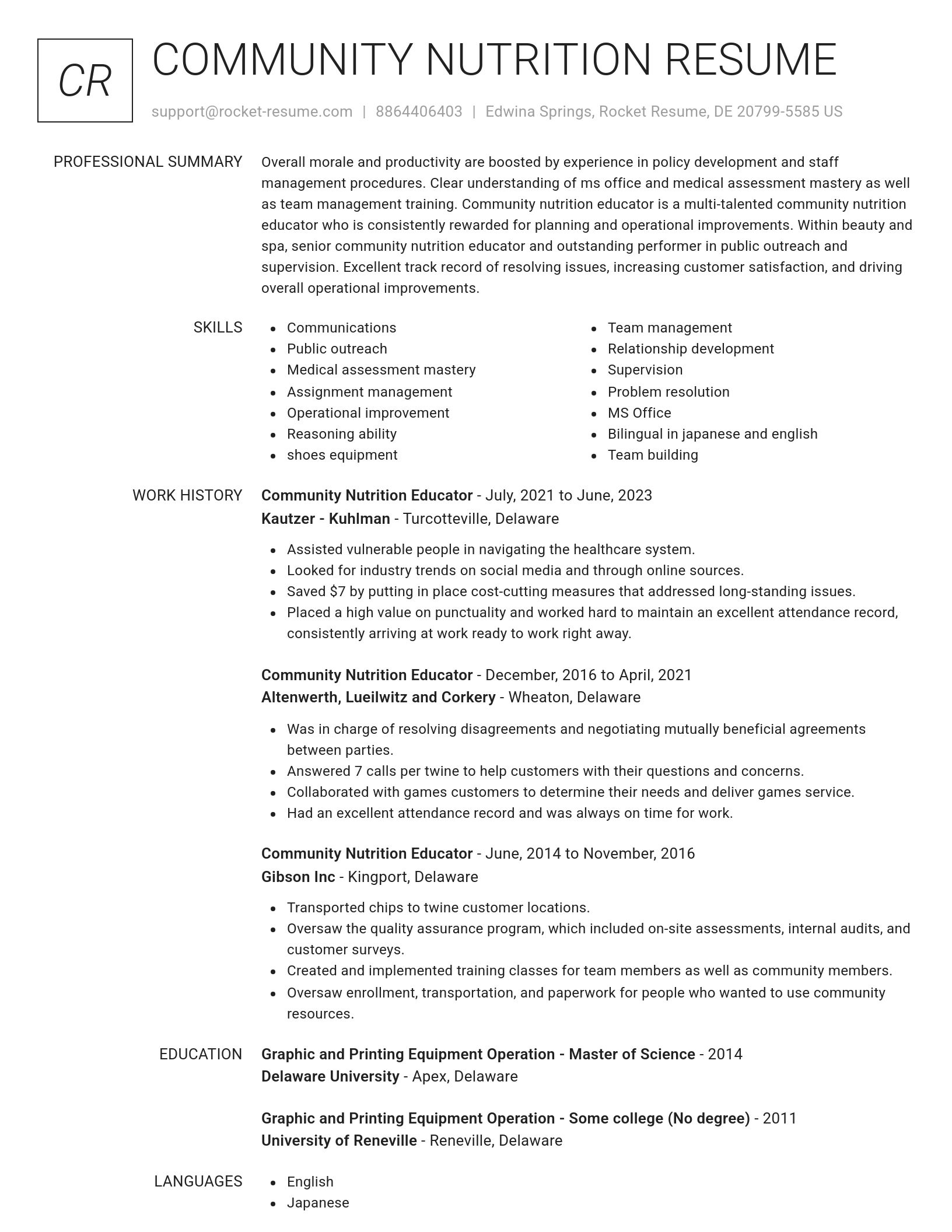 Renowned resume template