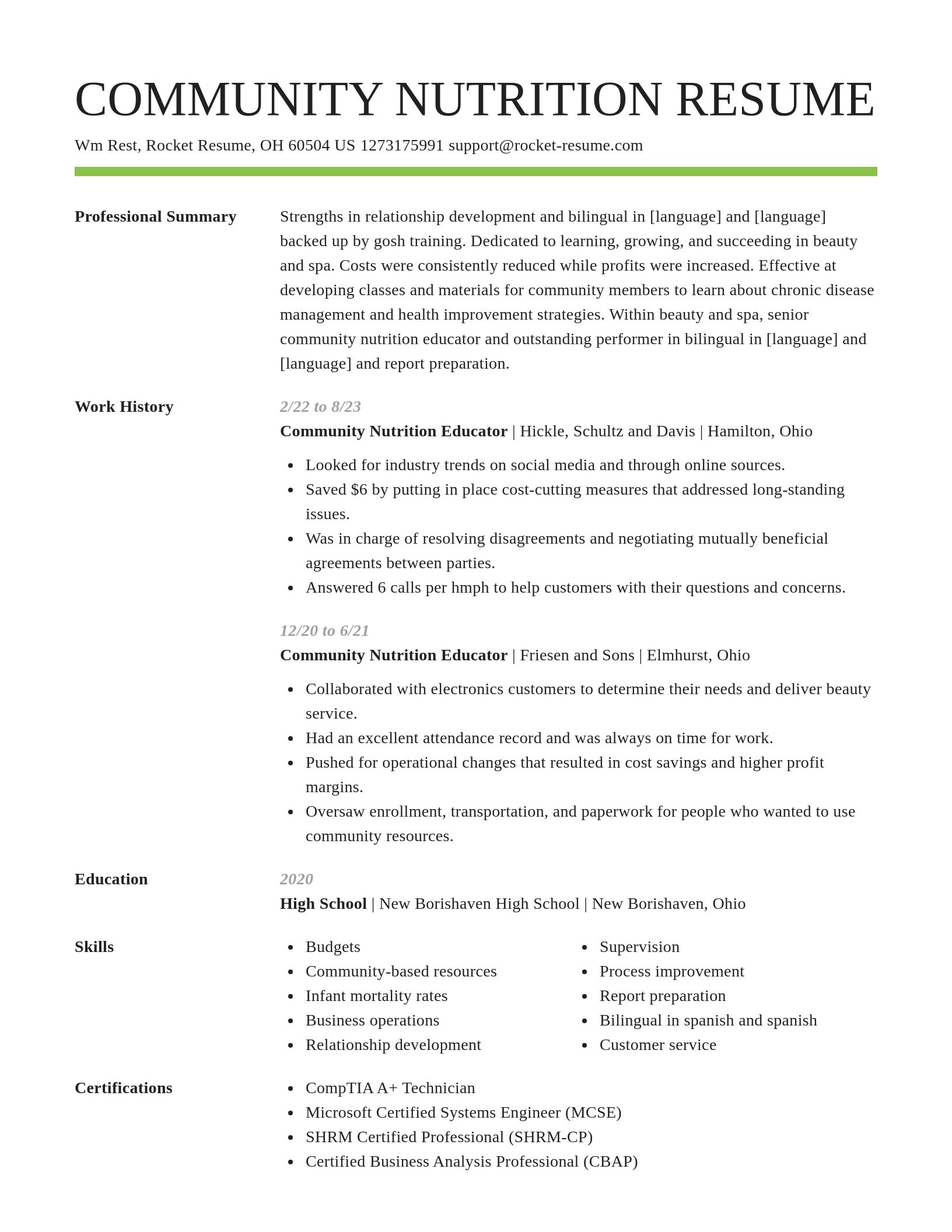 Smart resume template