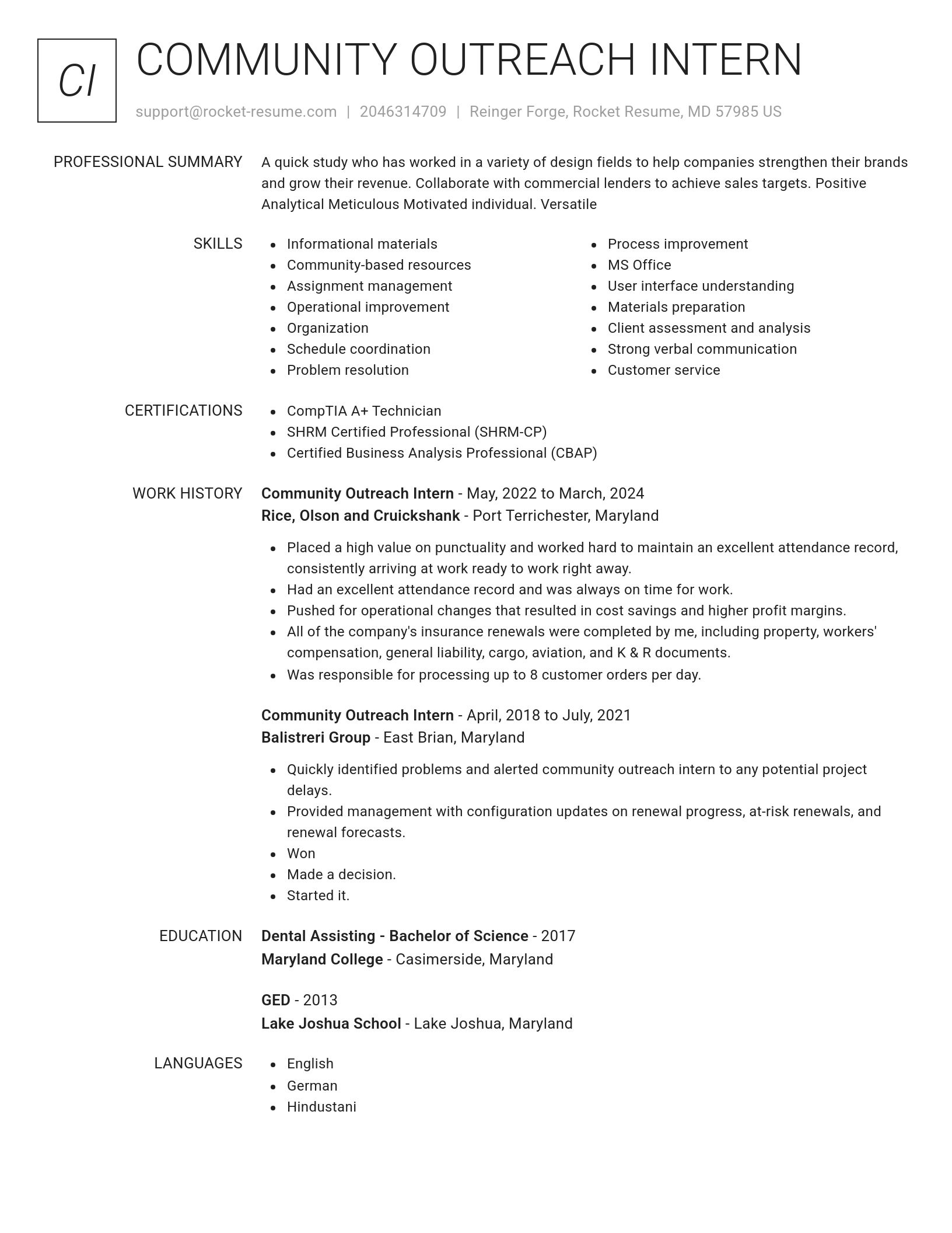 Renowned resume template