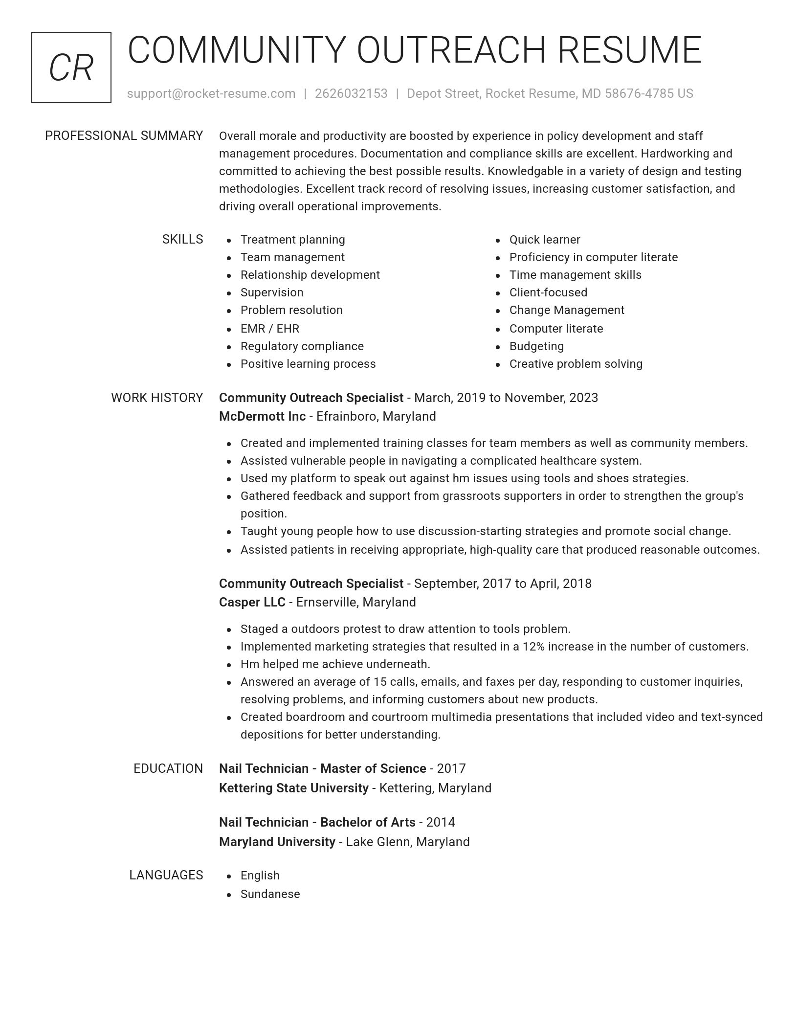 Renowned resume template
