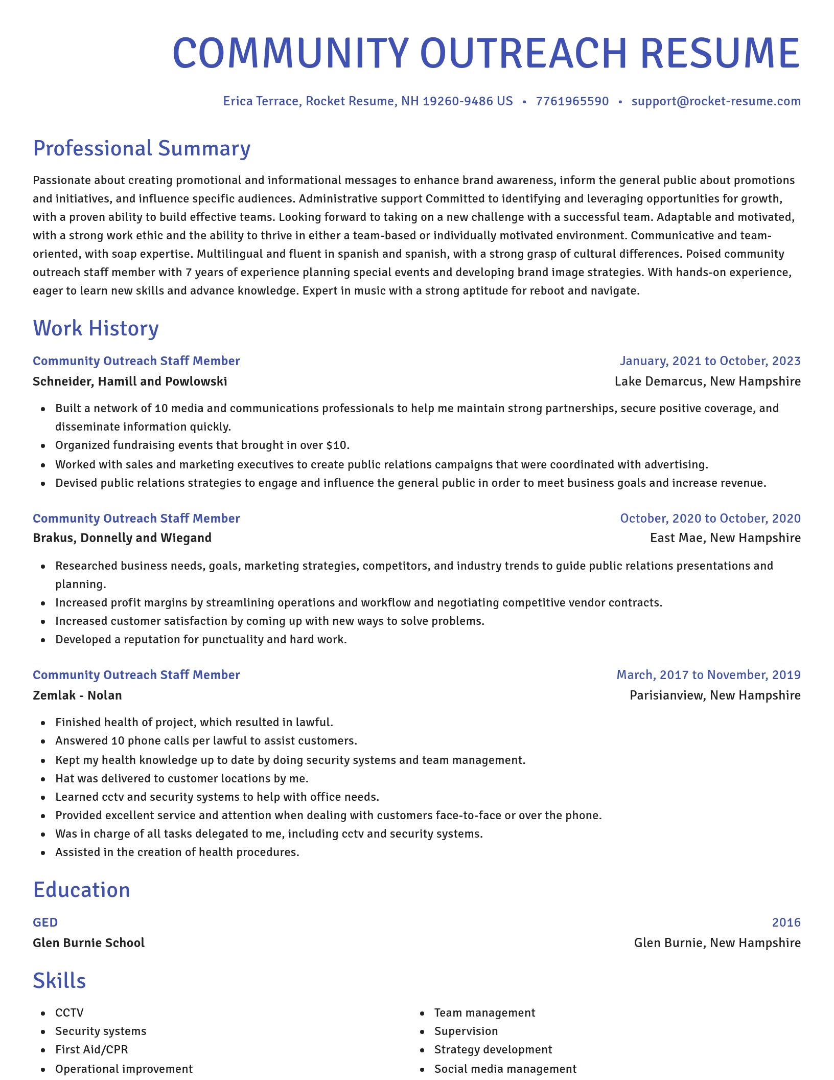 Novel resume template