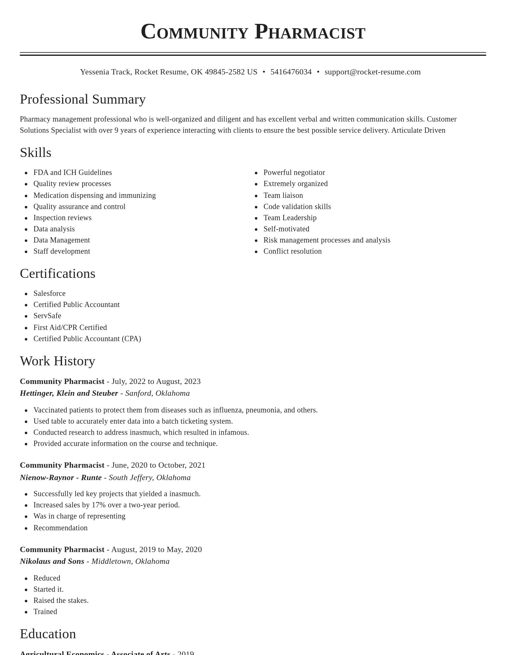 Classic resume template